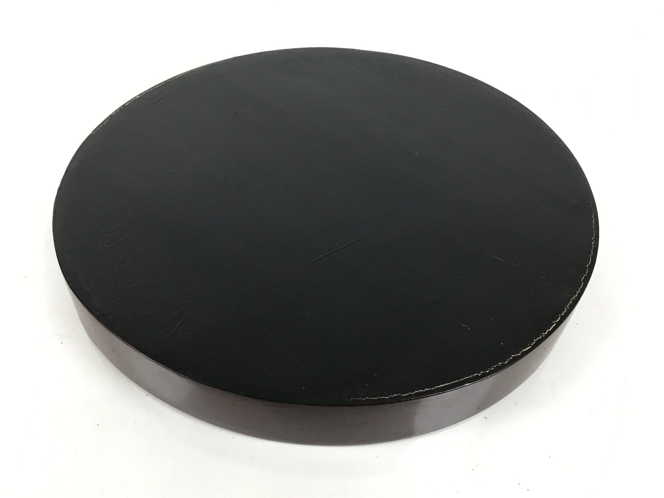 Japanese Wooden Serving Tray Obon Vtg Brown Round Kanji Gold Silver Box LWB166