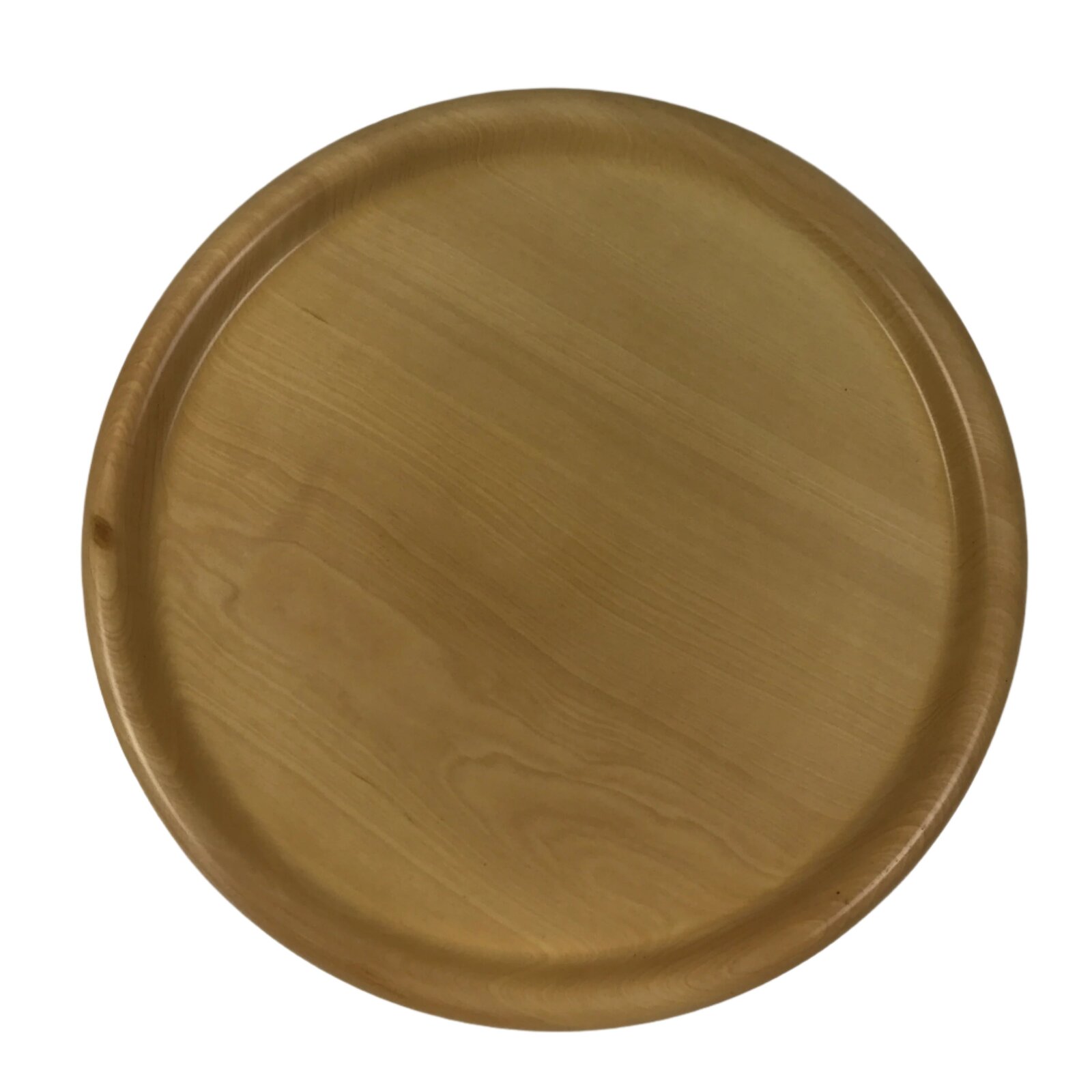 Japanese Wooden Serving Tray Obon Vtg Natural Brown Round Grain Plate LWB142