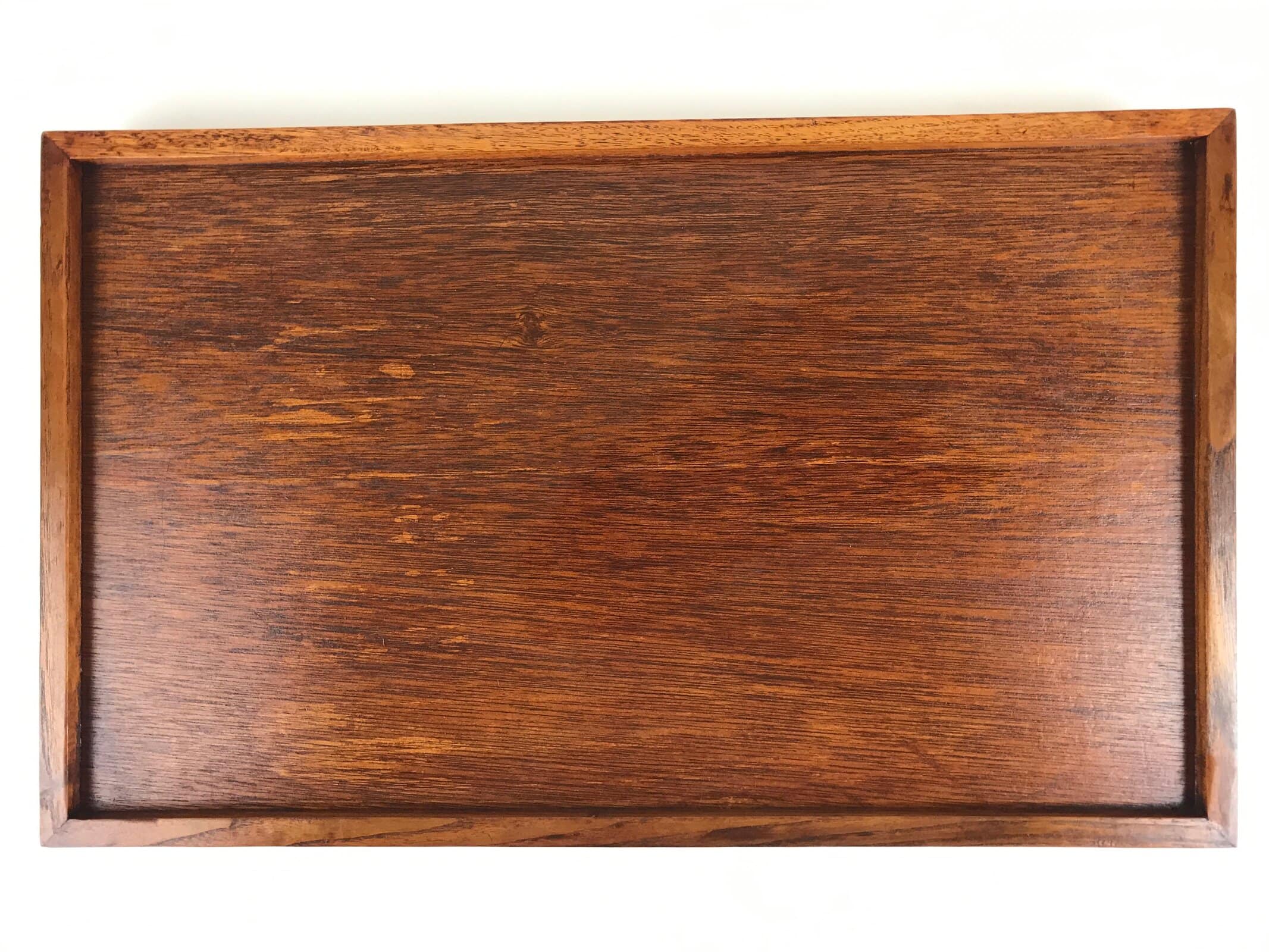 Japanese Wooden Serving Tray Vtg Large Obon Dark Brown Rectangle UR871