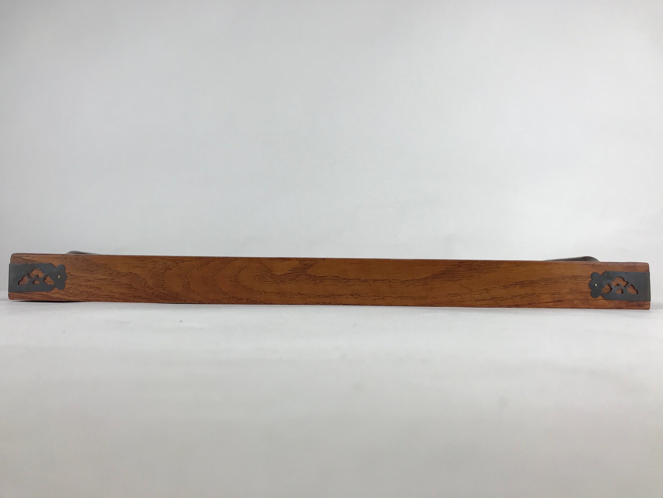 Japanese Wooden Serving Tray Vtg Large Obon Dark Brown Rectangle UR871