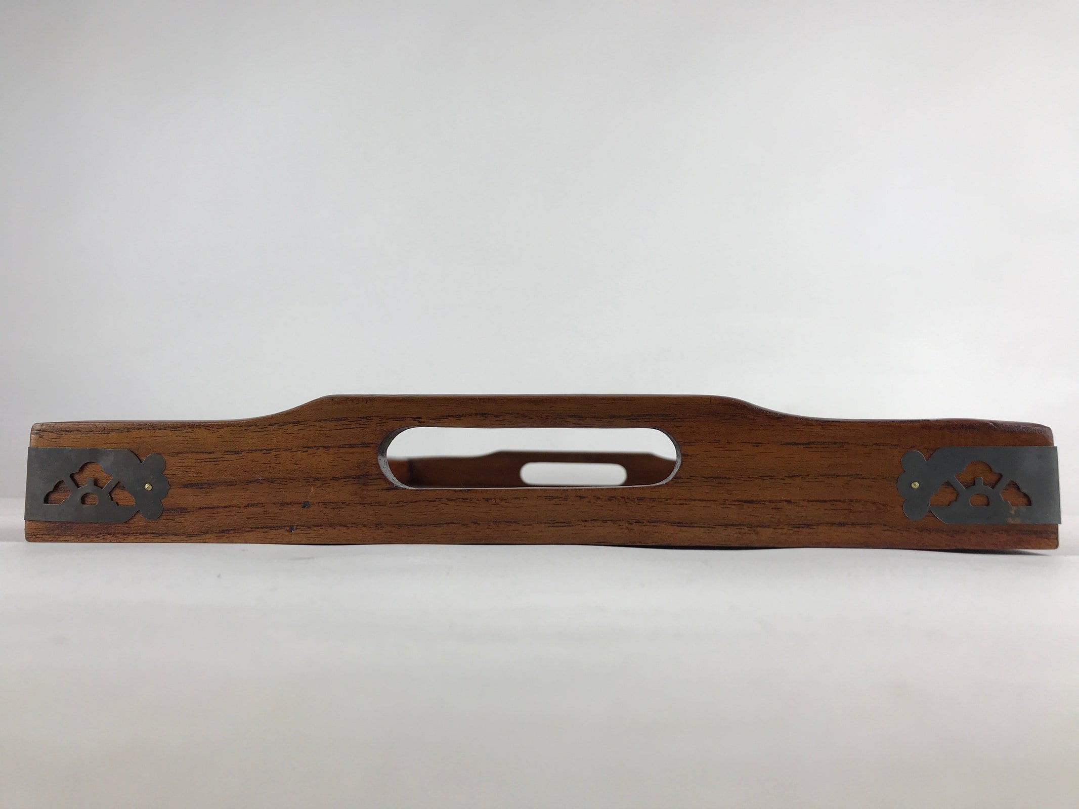 Japanese Wooden Serving Tray Vtg Large Obon Dark Brown Rectangle UR871