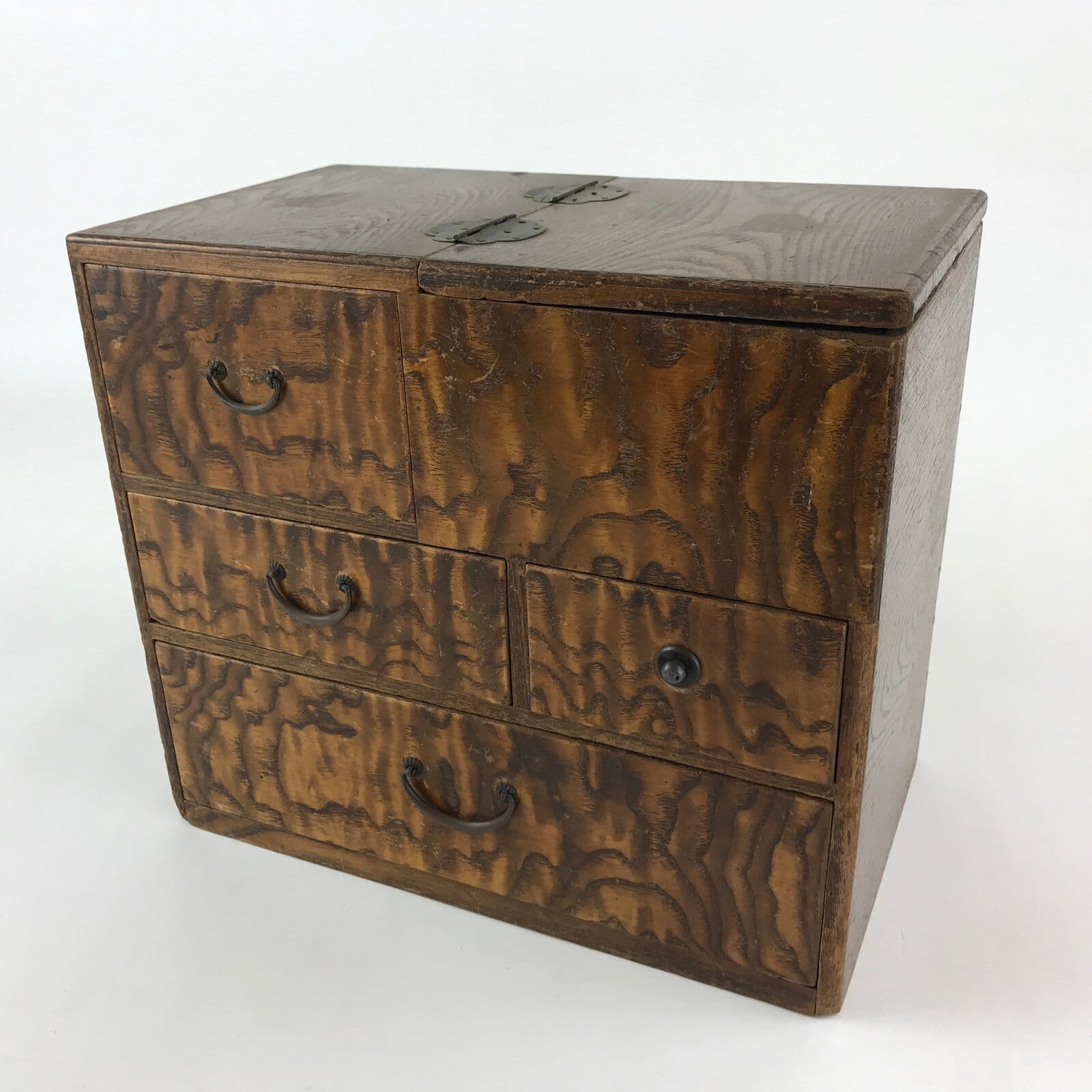 Japanese Wooden Sewing Box Haribako Vtg Tansu 4 Drawers Movable Pin Stand T347