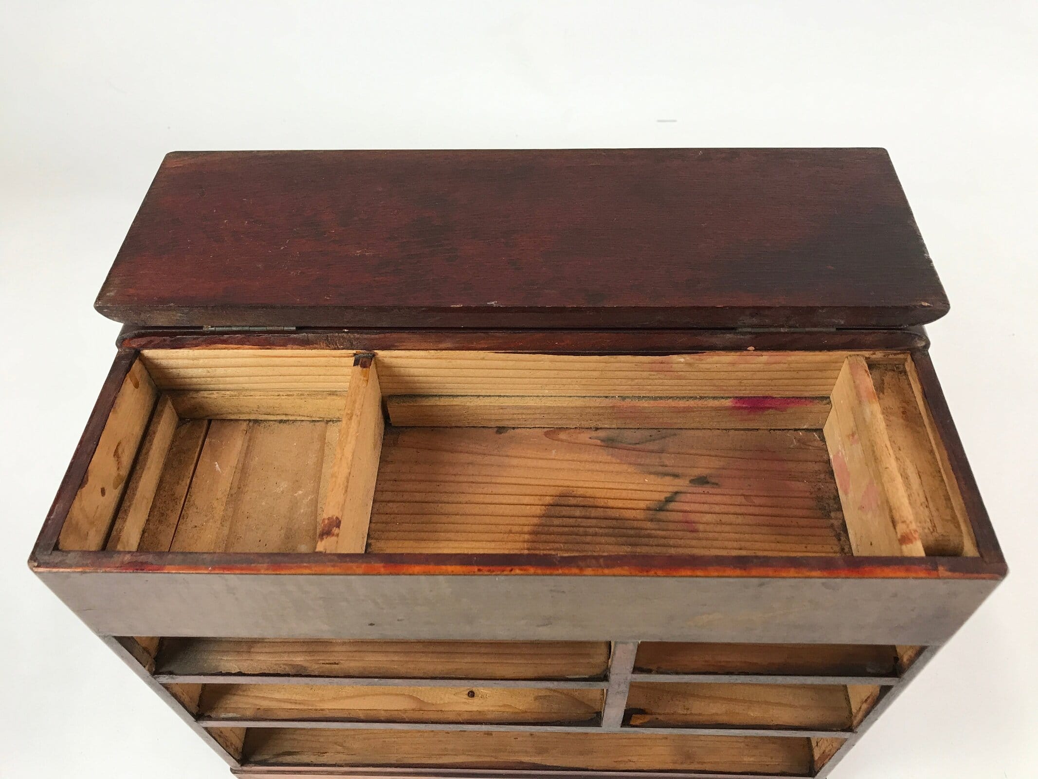 Japanese Wooden Sewing Box Haribako Vtg Tansu 5 Drawers Raden Dark Brown T361