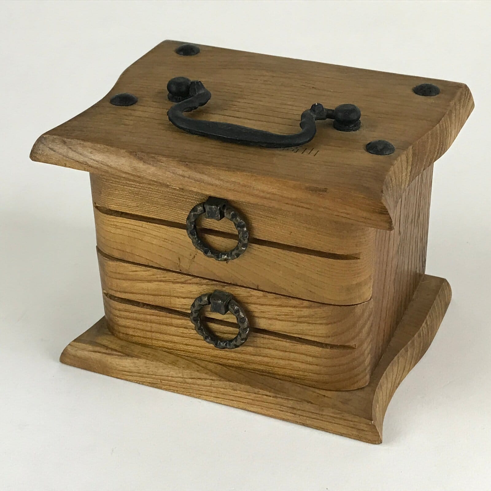 Japanese Wooden Sewing Box Haribako Vtg Tansu Chest 2 Drawers Hida Takayama T335