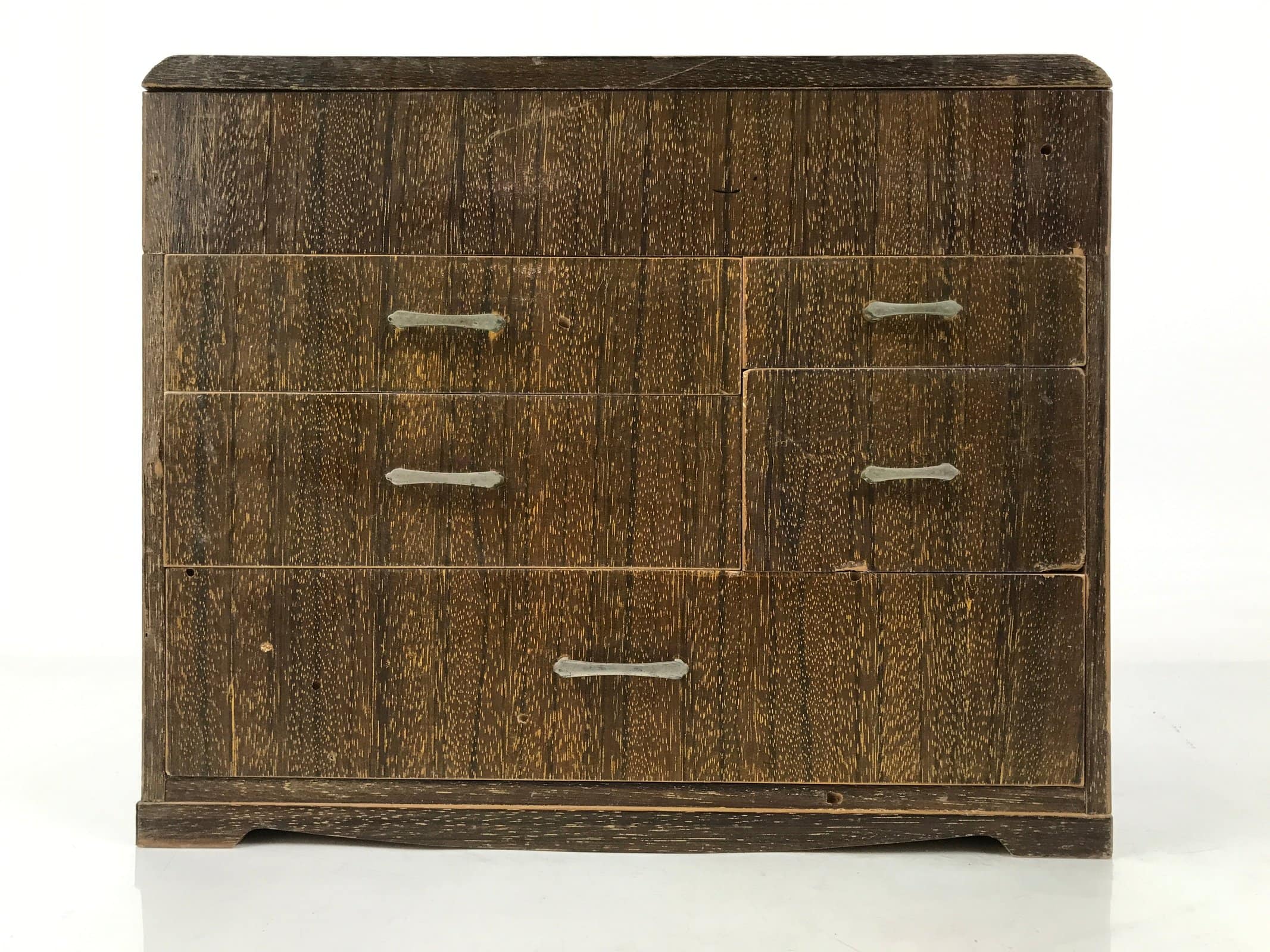 Japanese Wooden Sewing Box Haribako Vtg Tansu Trinket Chest 5 Drawers Brown T407