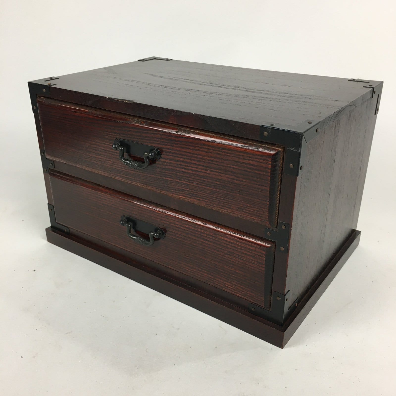 Japanese Wooden Sewing Box Vtg Haribako Chest Tansu 2 Drawers T272