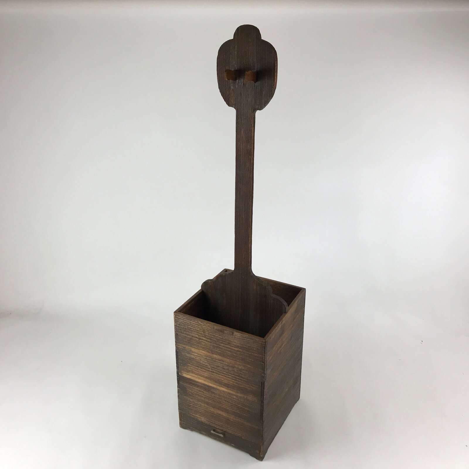 Japanese Wooden Shamisen Storage Box Vtg Tall Instrument Stand 1 Drawer X56