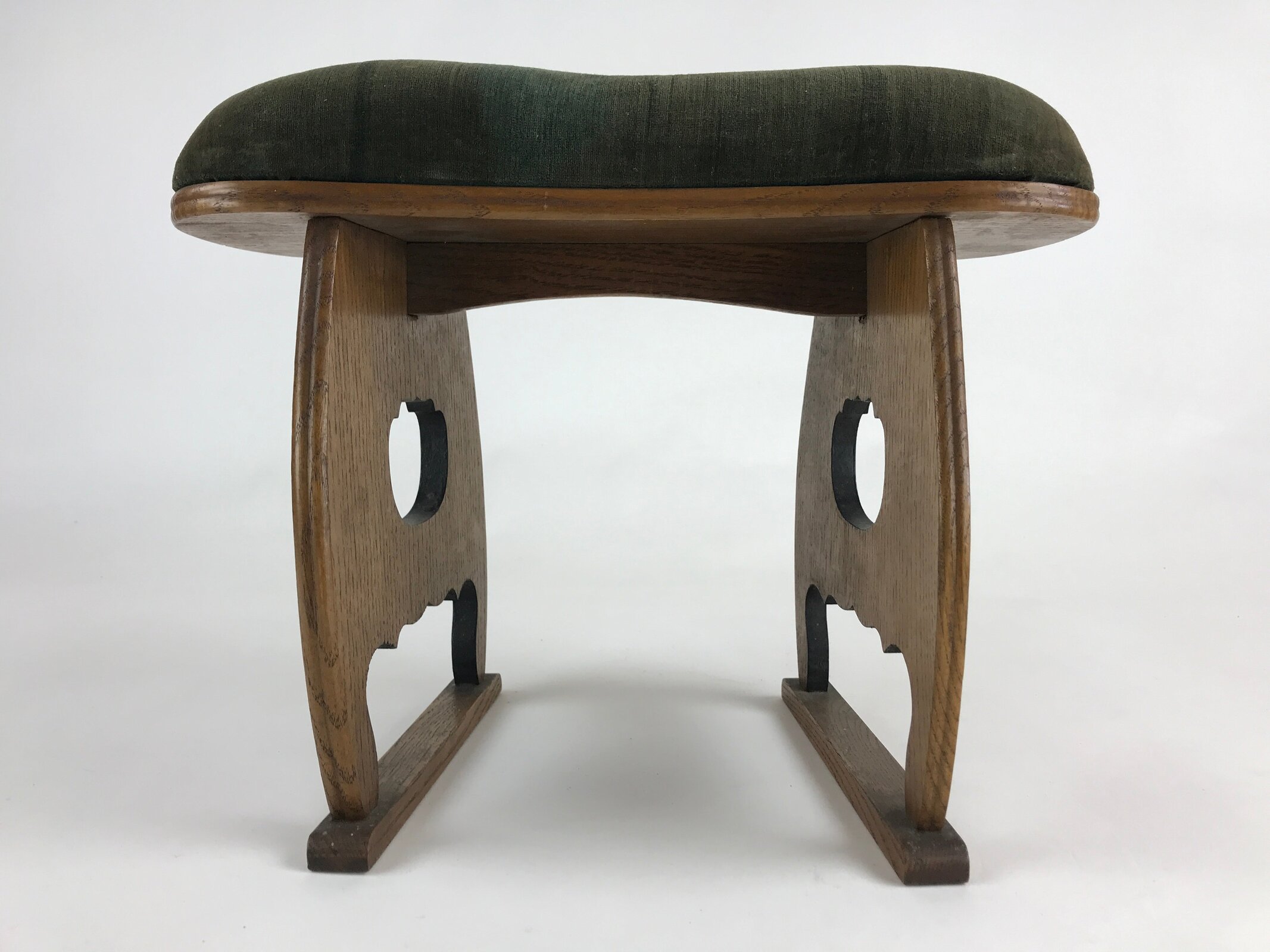 Japanese Wooden Shogi Go Armrest Vtg Kyousoku Green Cushion JK513