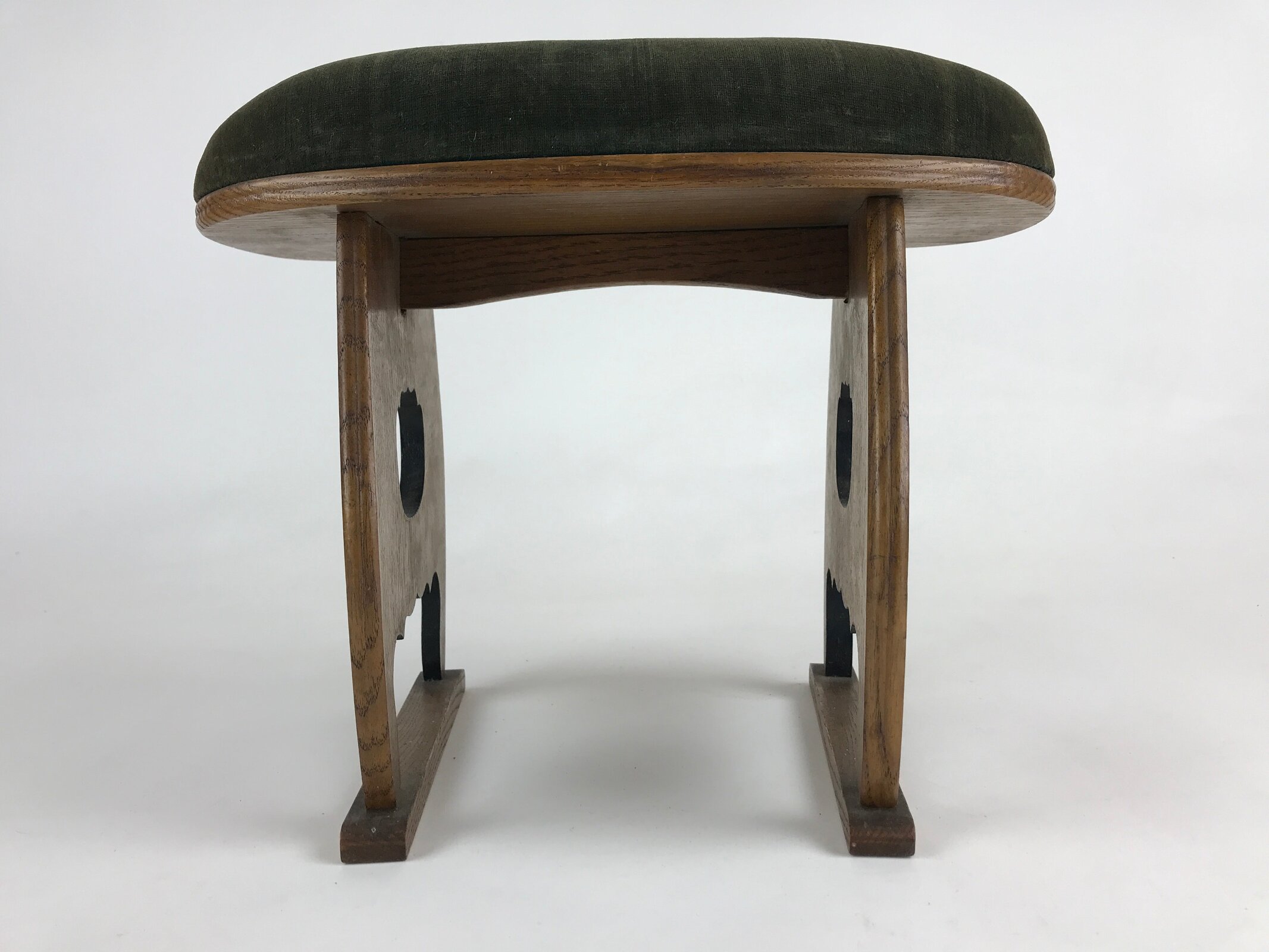 Japanese Wooden Shogi Go Armrest Vtg Kyousoku Green Cushion JK513