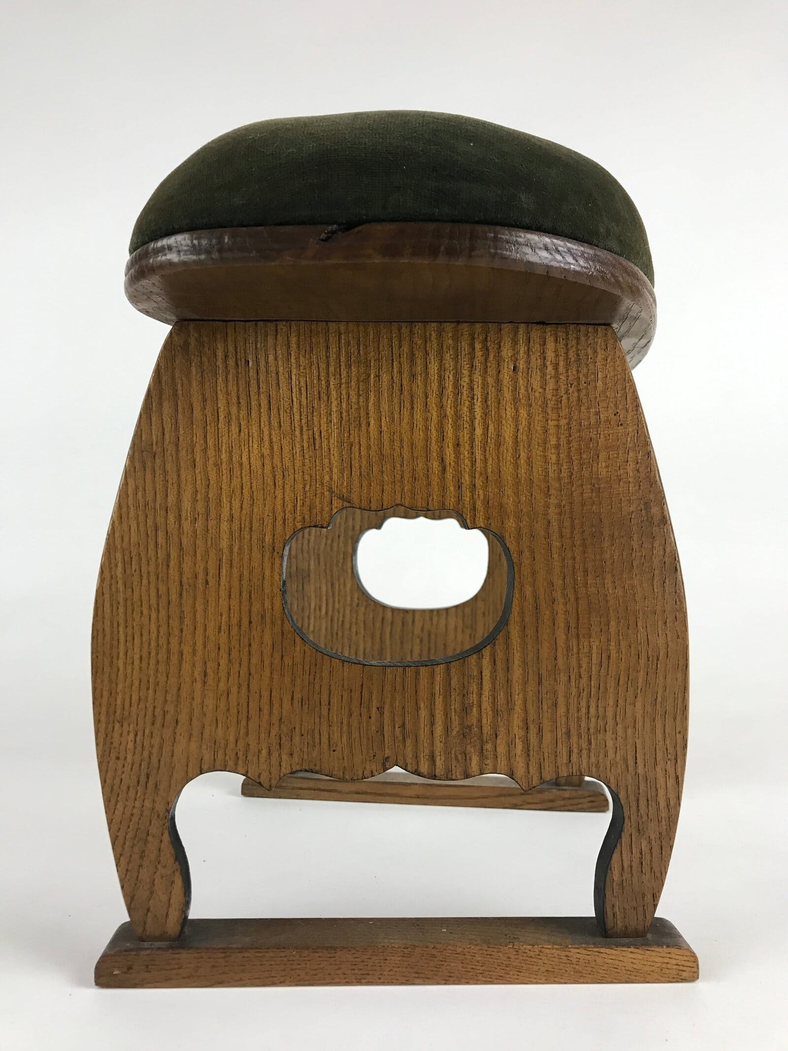 Japanese Wooden Shogi Go Armrest Vtg Kyousoku Green Cushion JK513