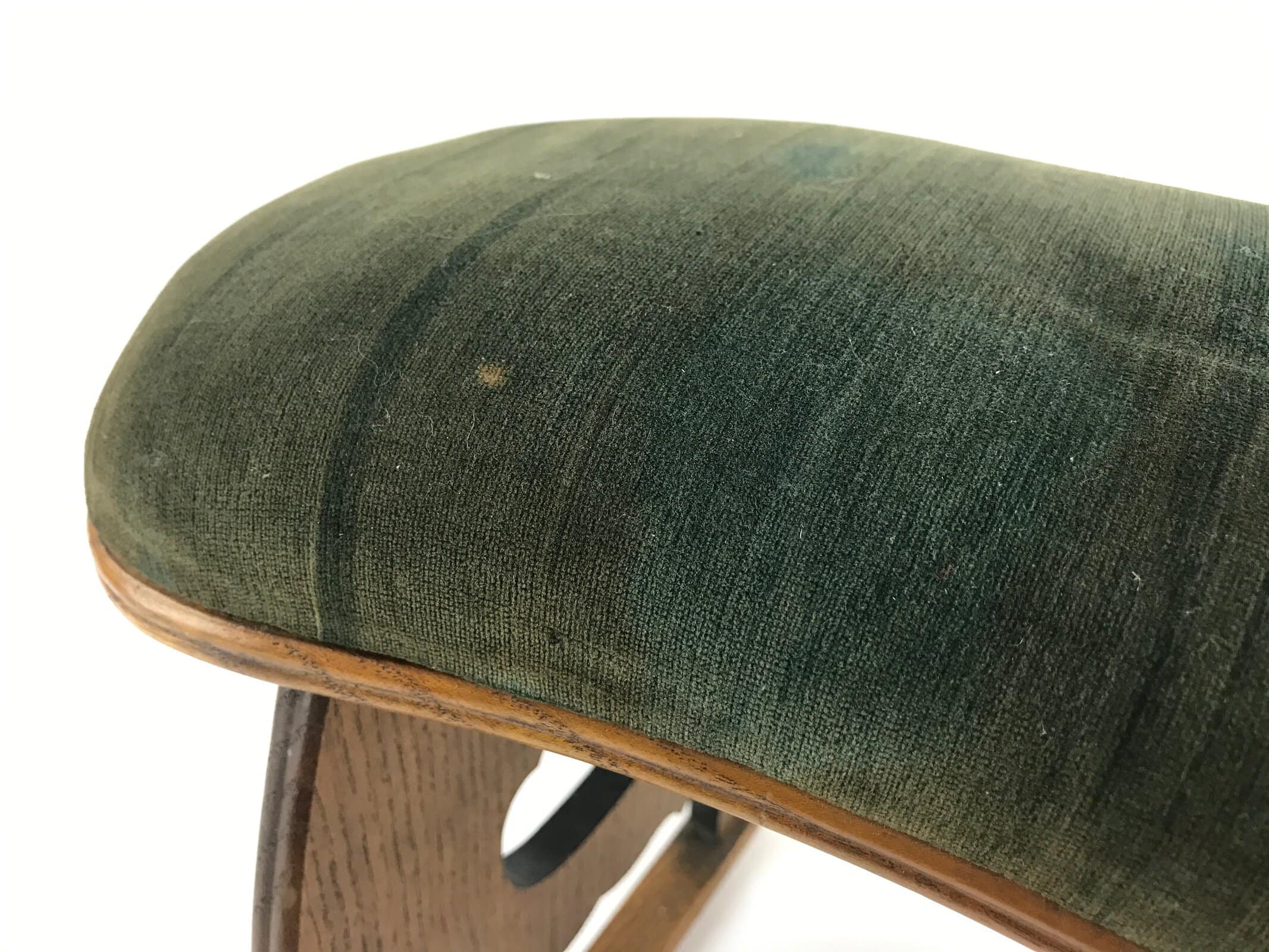 Japanese Wooden Shogi Go Armrest Vtg Kyousoku Green Cushion JK513