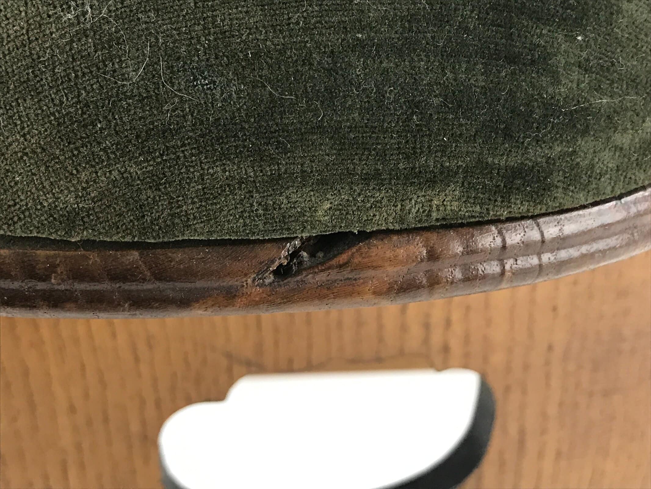 Japanese Wooden Shogi Go Armrest Vtg Kyousoku Green Cushion JK513