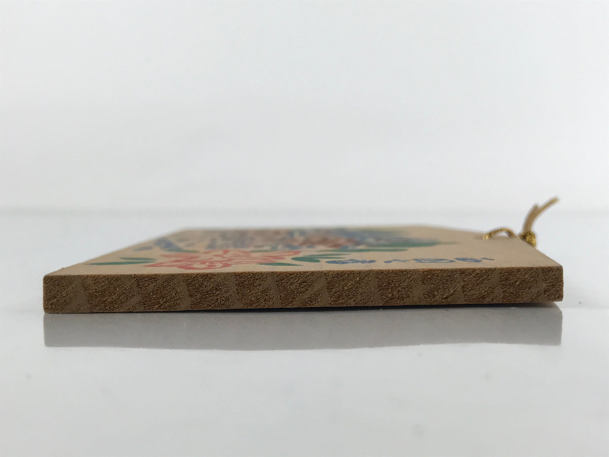 Japanese Wooden Shrine Plaque Ema Vtg Okadera Temple Hanging Wish Buddhism EM30