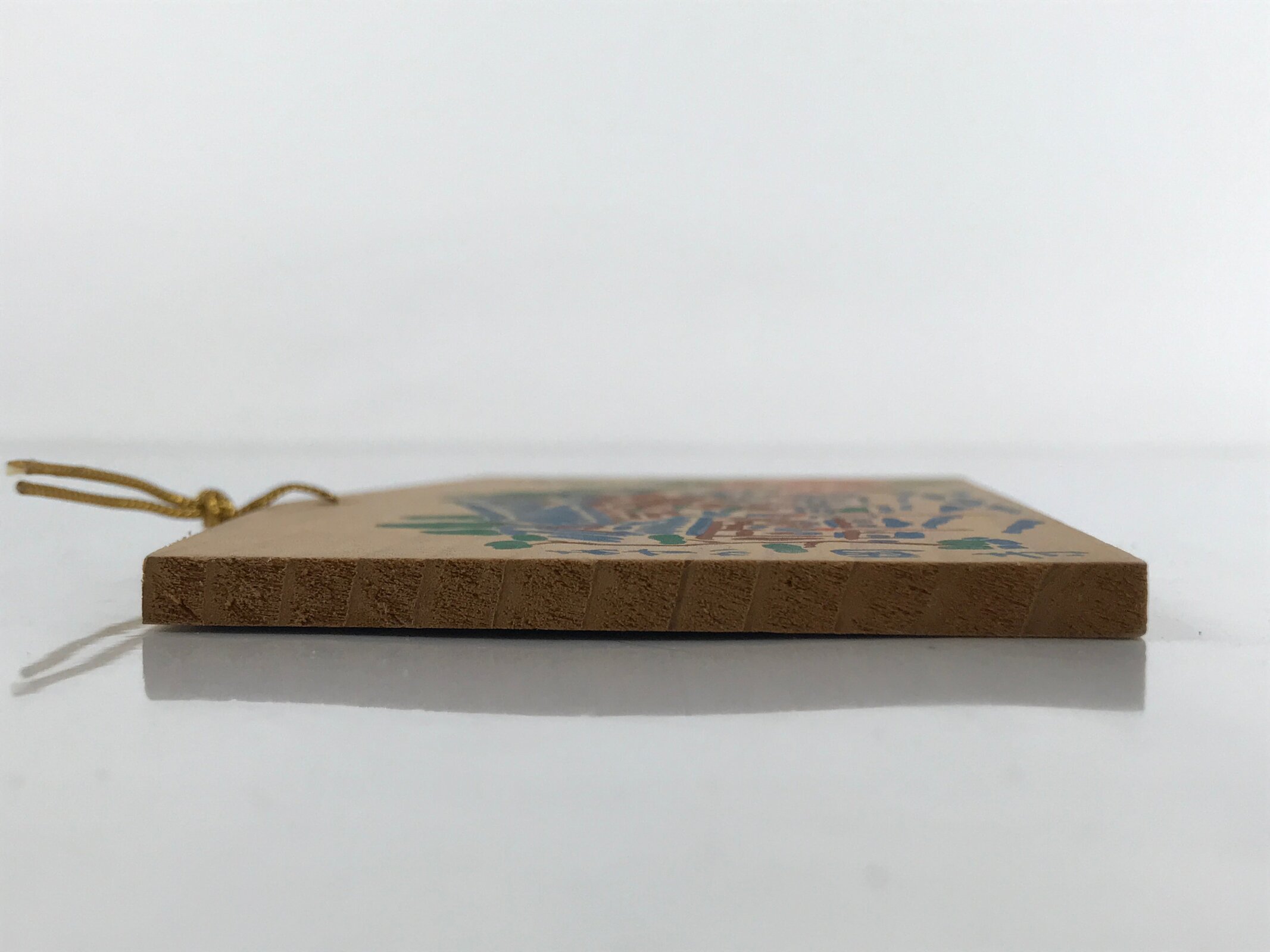 Japanese Wooden Shrine Plaque Ema Vtg Okadera Temple Hanging Wish Buddhism EM30