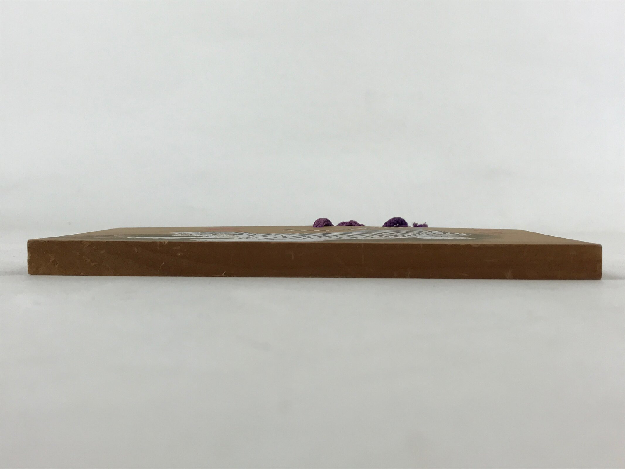 Japanese Wooden Shrine Plaque Ema Vtg Shinto Hanging Wish Zodiac Tiger EM18