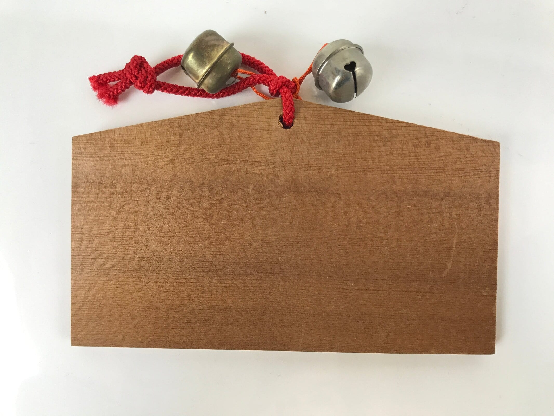 Japanese Wooden Shrine Plaque Ema Vtg Zodiac Rabbit Sun Wave Bells EM85