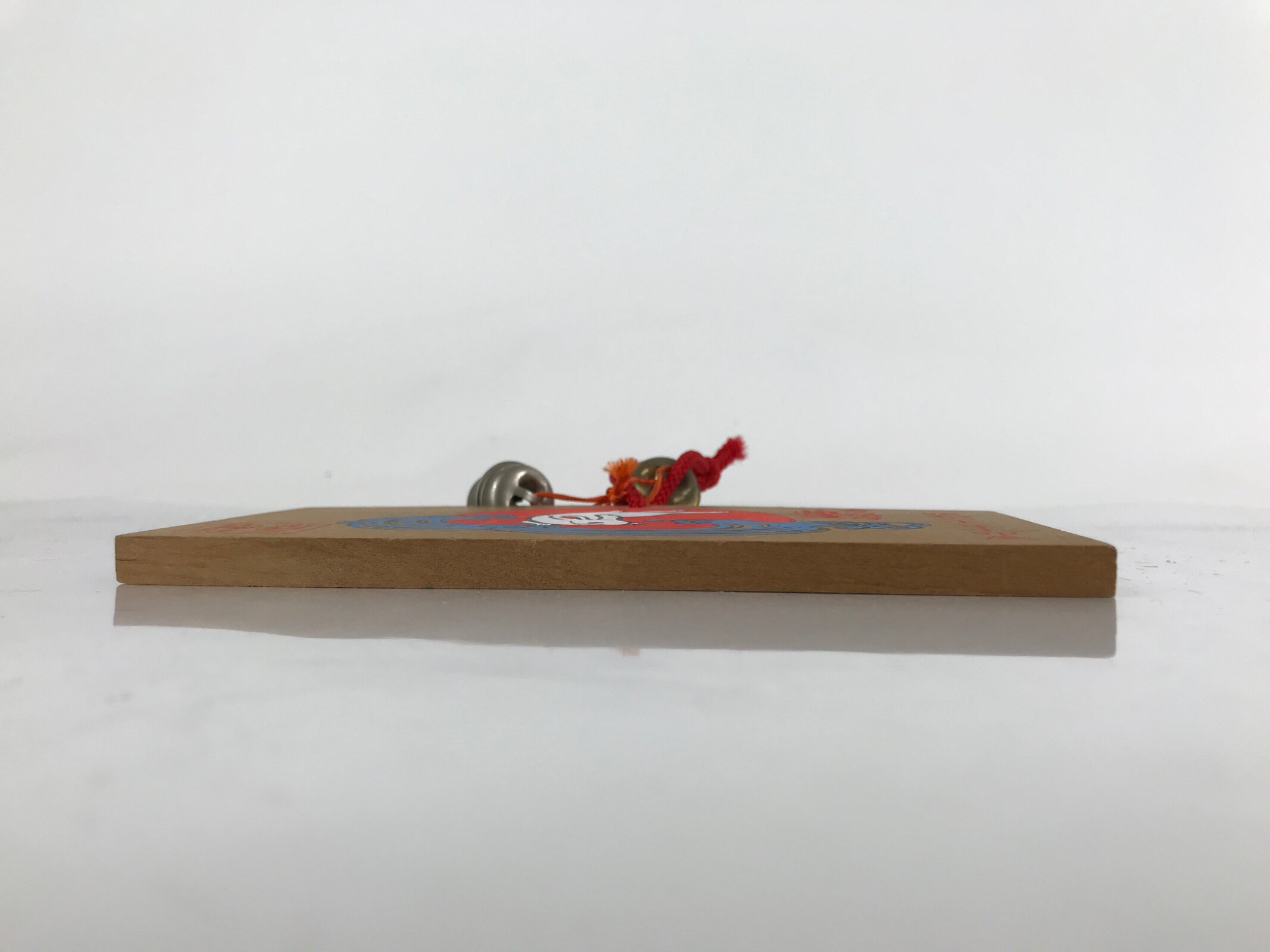 Japanese Wooden Shrine Plaque Ema Vtg Zodiac Rabbit Sun Wave Bells EM85