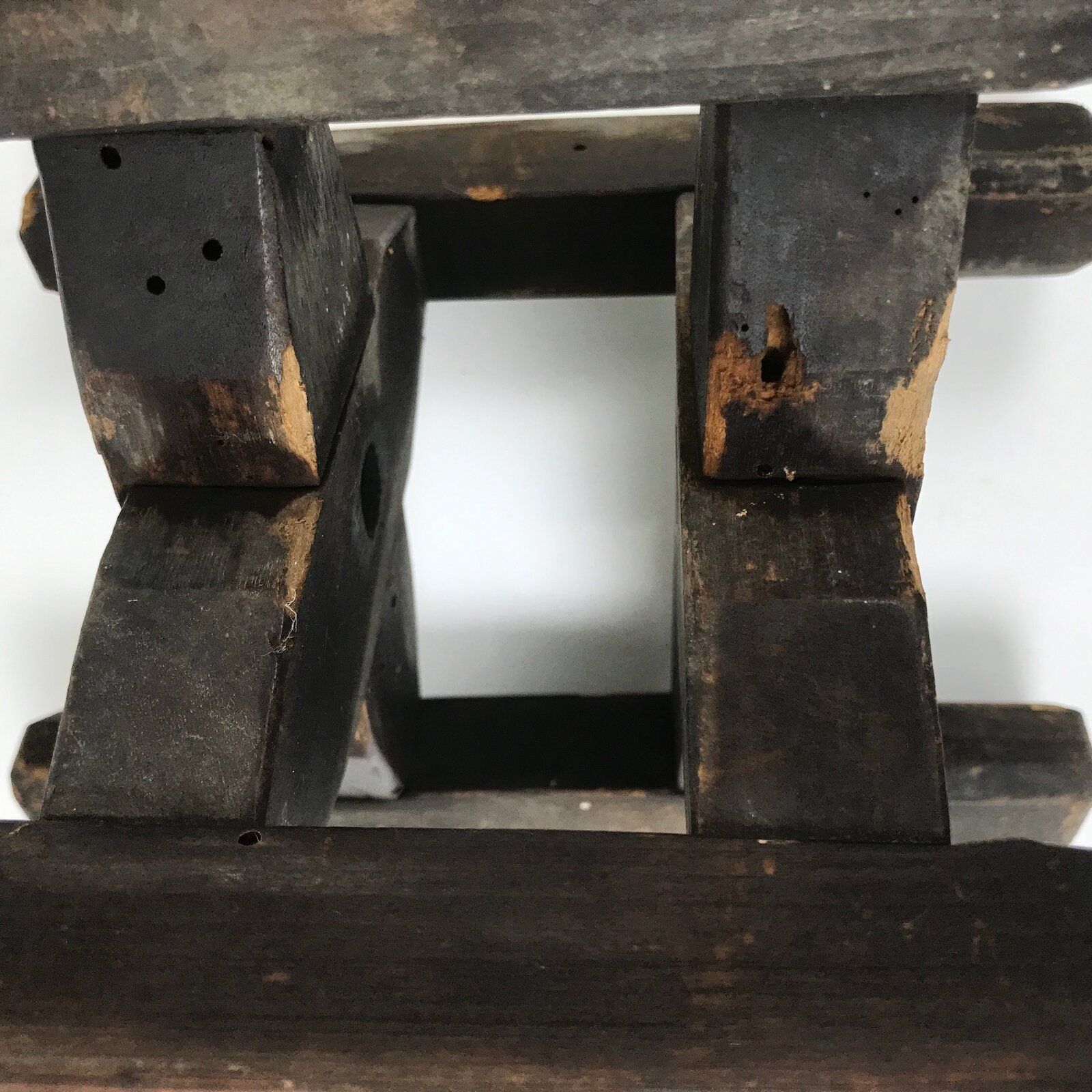 Japanese Wooden Silk Thread Spool Itomaki Vtg Bobbin Frame Spinning Wheel JK818