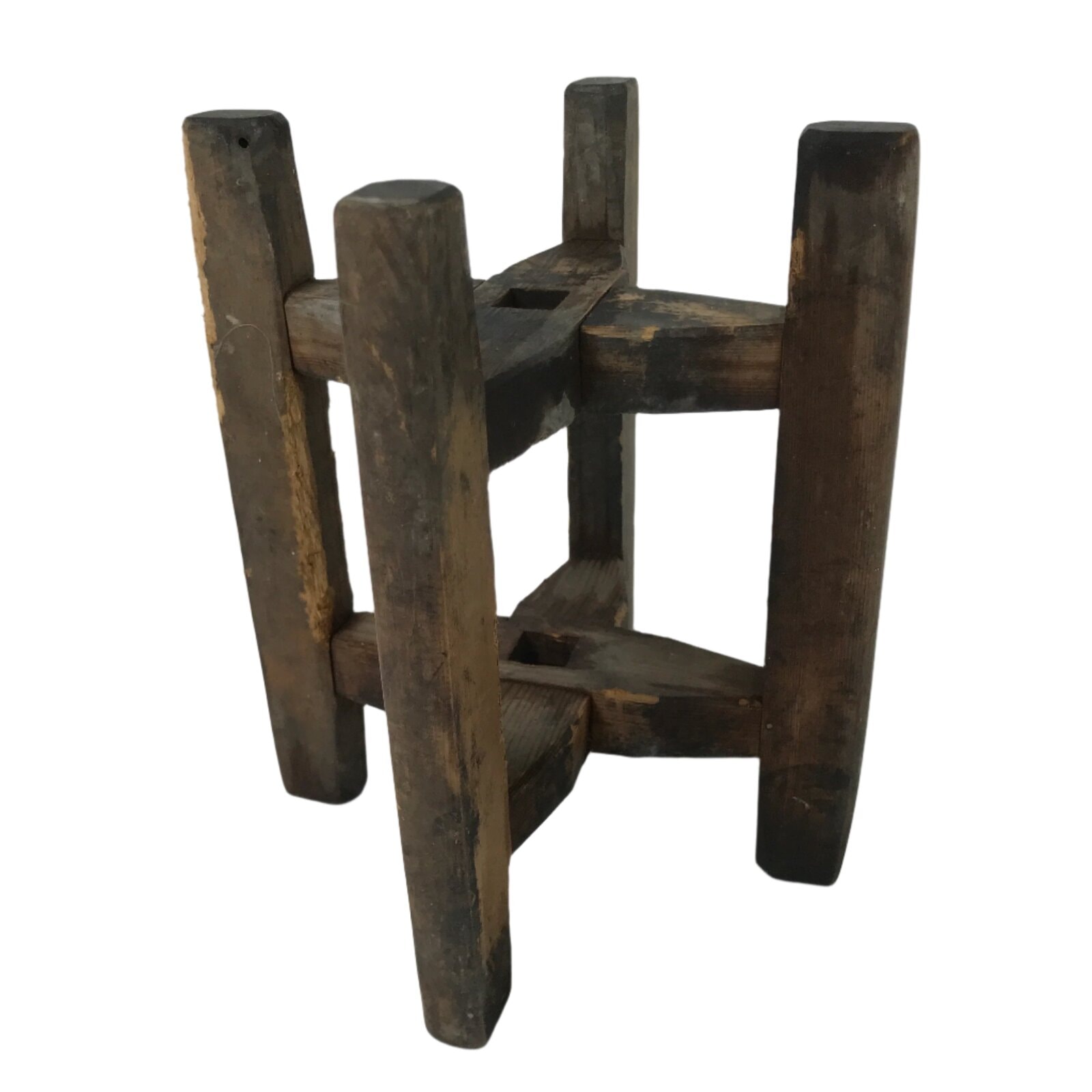 Japanese Wooden Silk Thread Spool Itomaki Vtg Bobbin Frame Spinning Wheel JK823