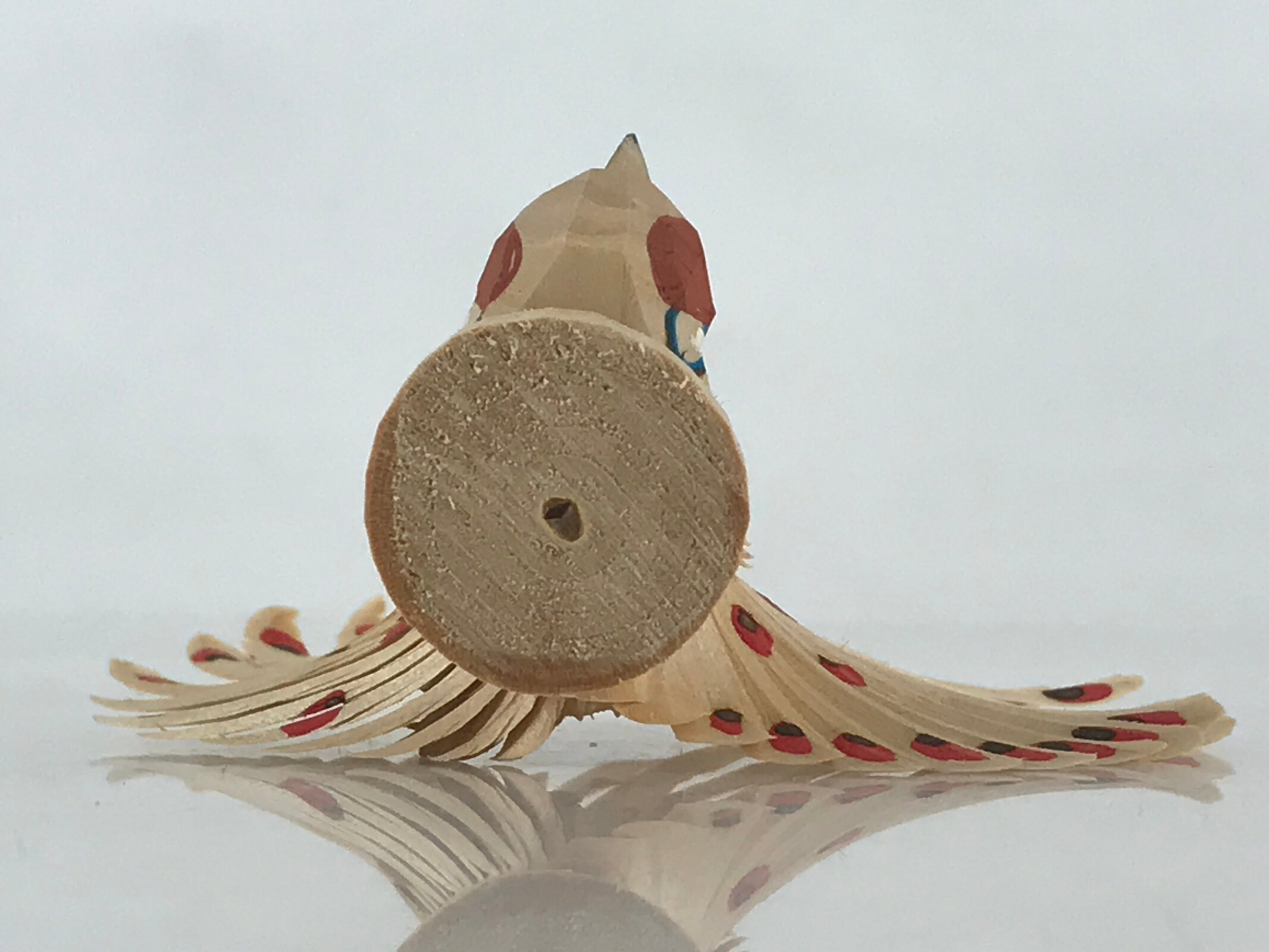 Japanese Wooden Small Peacock Figurine Sasano Ittobori Vtg Local Craft Toys JK49