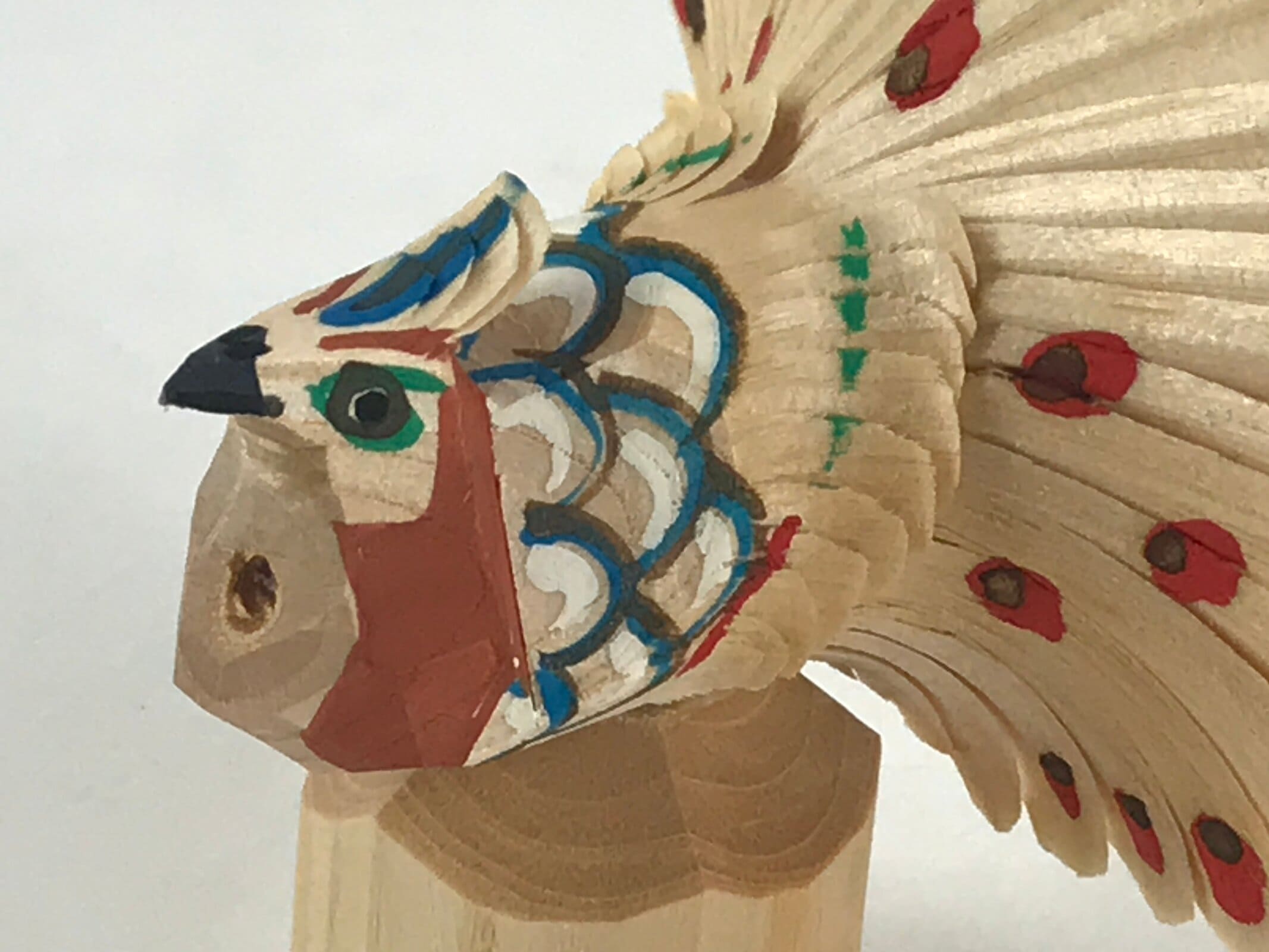 Japanese Wooden Small Peacock Figurine Sasano Ittobori Vtg Local Craft Toys JK49