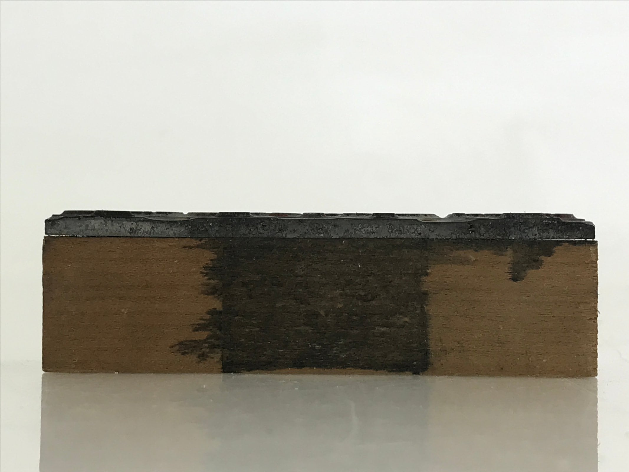 Japanese Wooden Stamp Hanko Inkan Vtg Metal Cherry Blossom Trees HS161