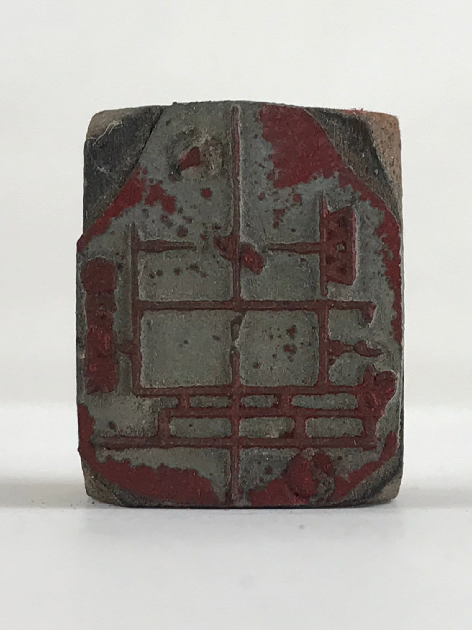 Japanese Wooden Stamp Hanko Inkan Vtg Metal Seal Textile Products Mark Lines HS1