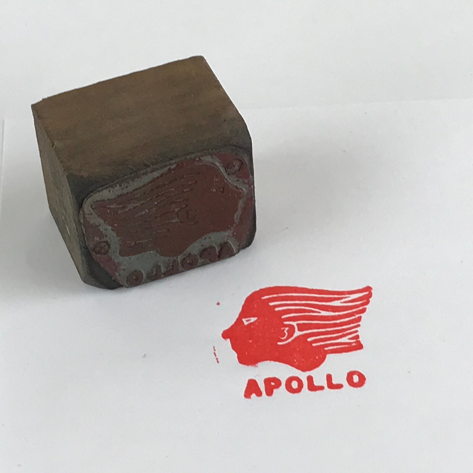 Japanese Wooden Stamp Seal Hanko Inkan Vtg Metal Apollo Oil Office Supplies HS10