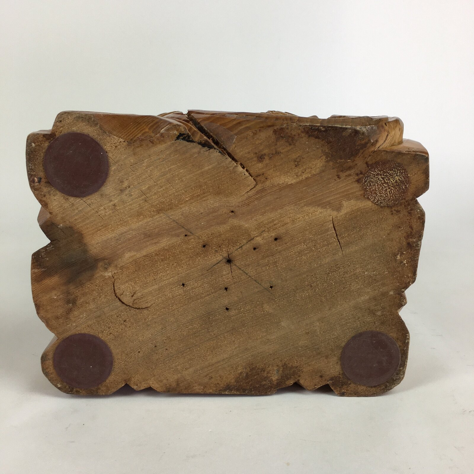 Japanese Wooden Statue Vtg 7 Lucky Gods Ebisu Wood Carving Brown BD677