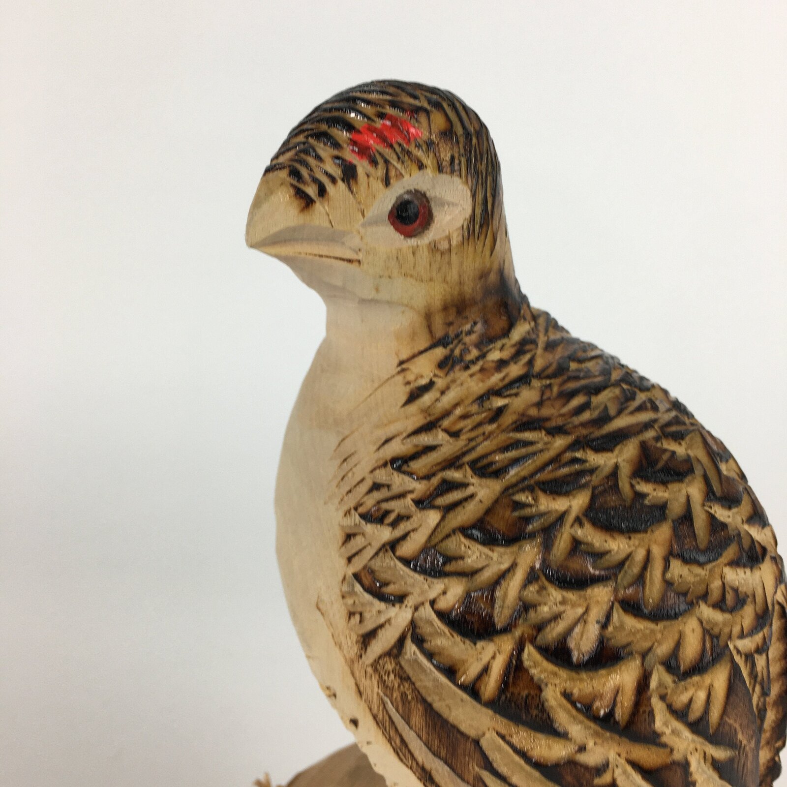 Japanese Wooden Statue Vtg Bird Wood Carving Decoration Rock Ptarmigan BD636
