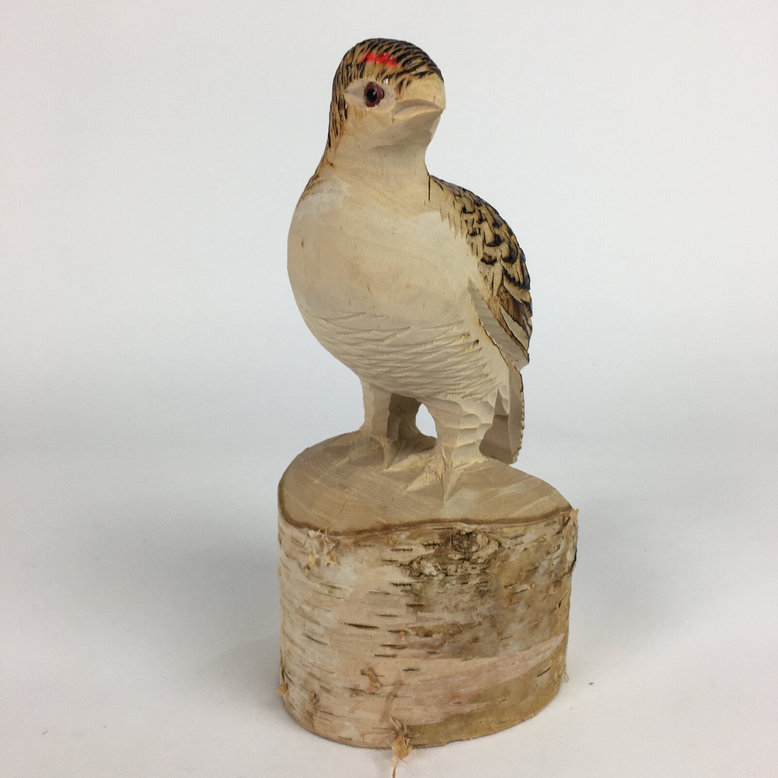 Japanese Wooden Statue Vtg Bird Wood Carving Decoration Rock Ptarmigan BD636
