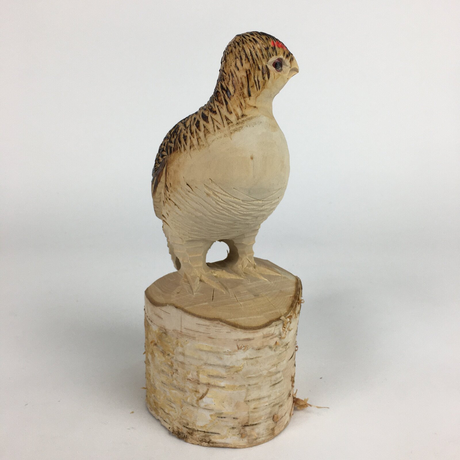 Japanese Wooden Statue Vtg Bird Wood Carving Decoration Rock Ptarmigan BD636