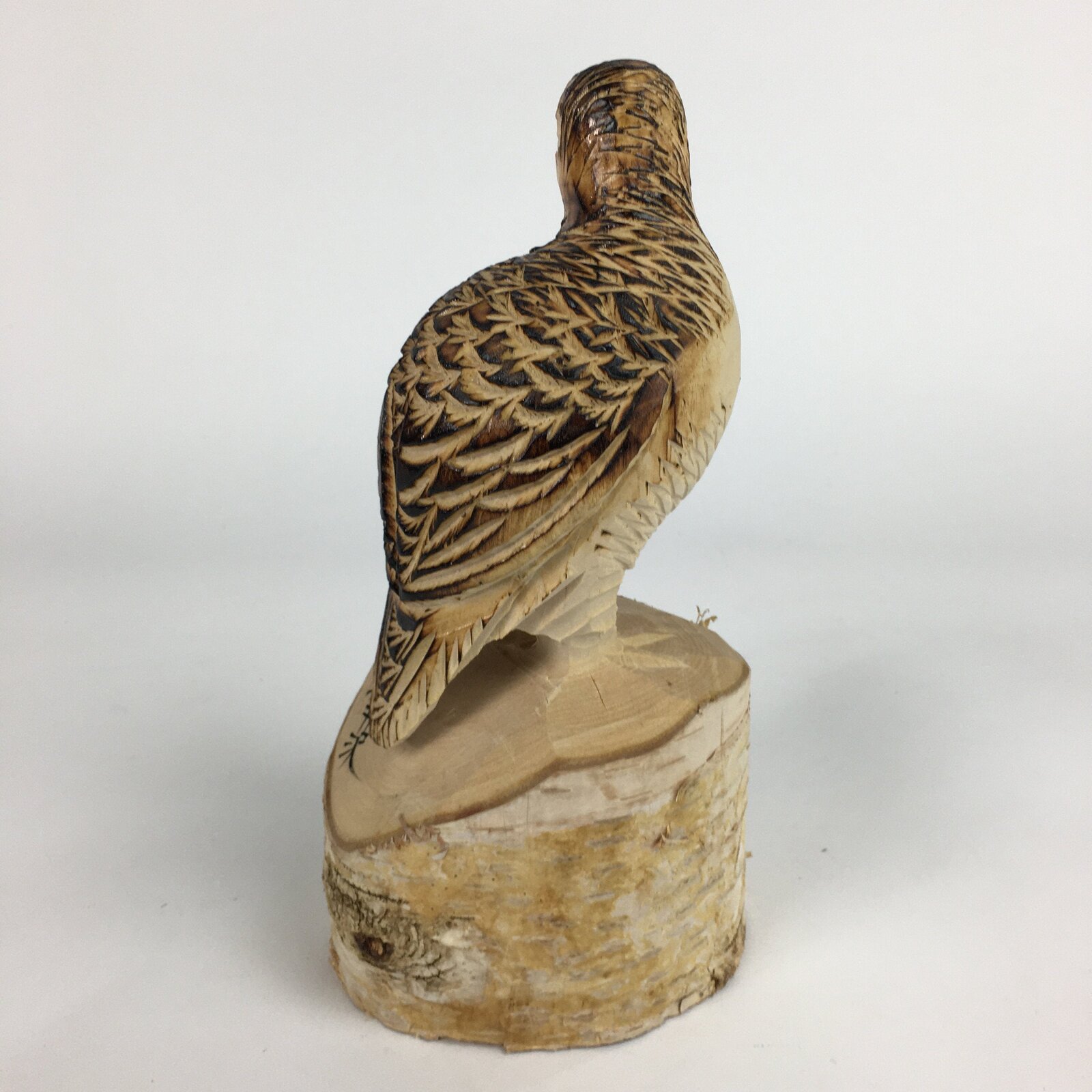 Japanese Wooden Statue Vtg Bird Wood Carving Decoration Rock Ptarmigan BD636