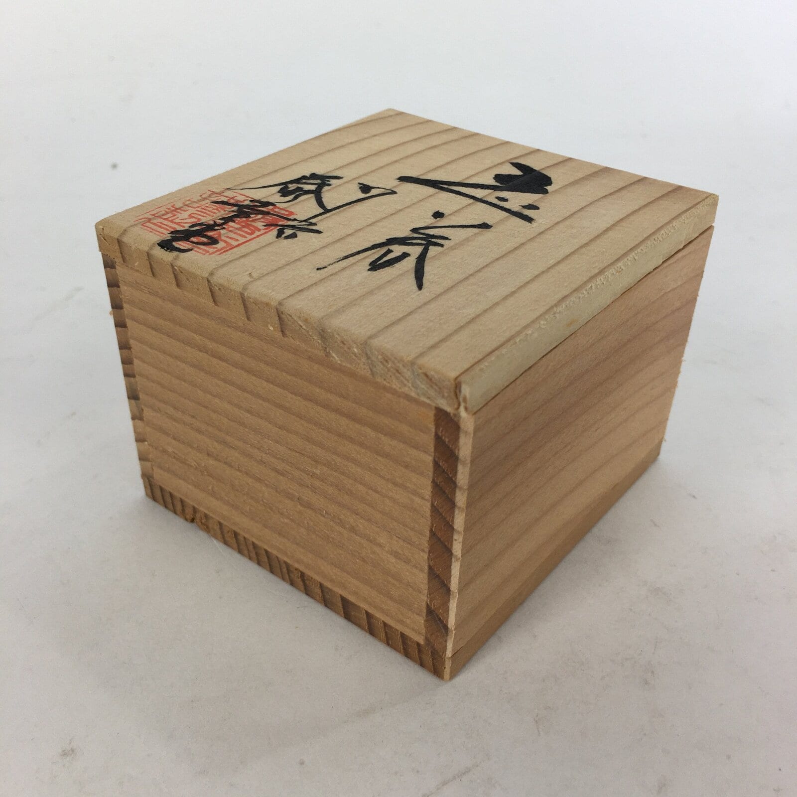 Japanese Wooden Storage Box Pottery Vtg Small Hako Inside 7.2 x 7 x 5 cm WB803