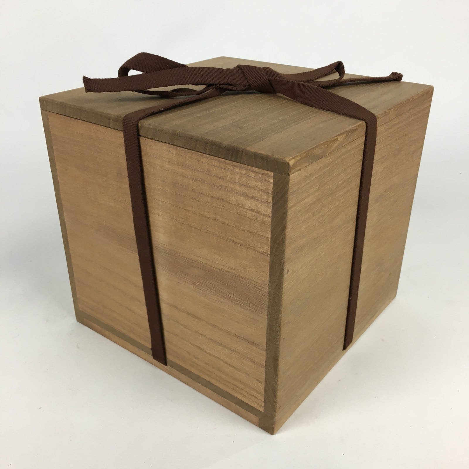 Japanese Wooden Storage Box Vtg Pottery Hako Inside 19x19x17cm WB875