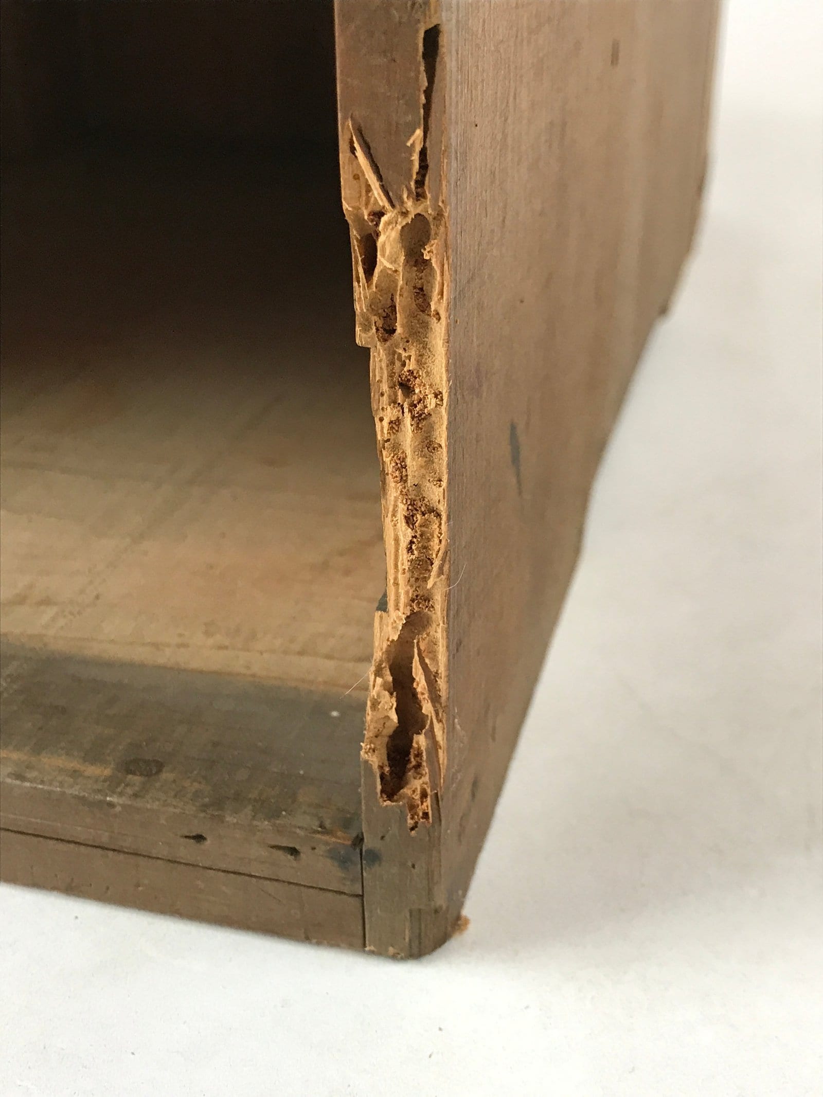 Japanese Wooden Storage Chest Vtg Large Lockbox Safe 2 Drawers Brown T363