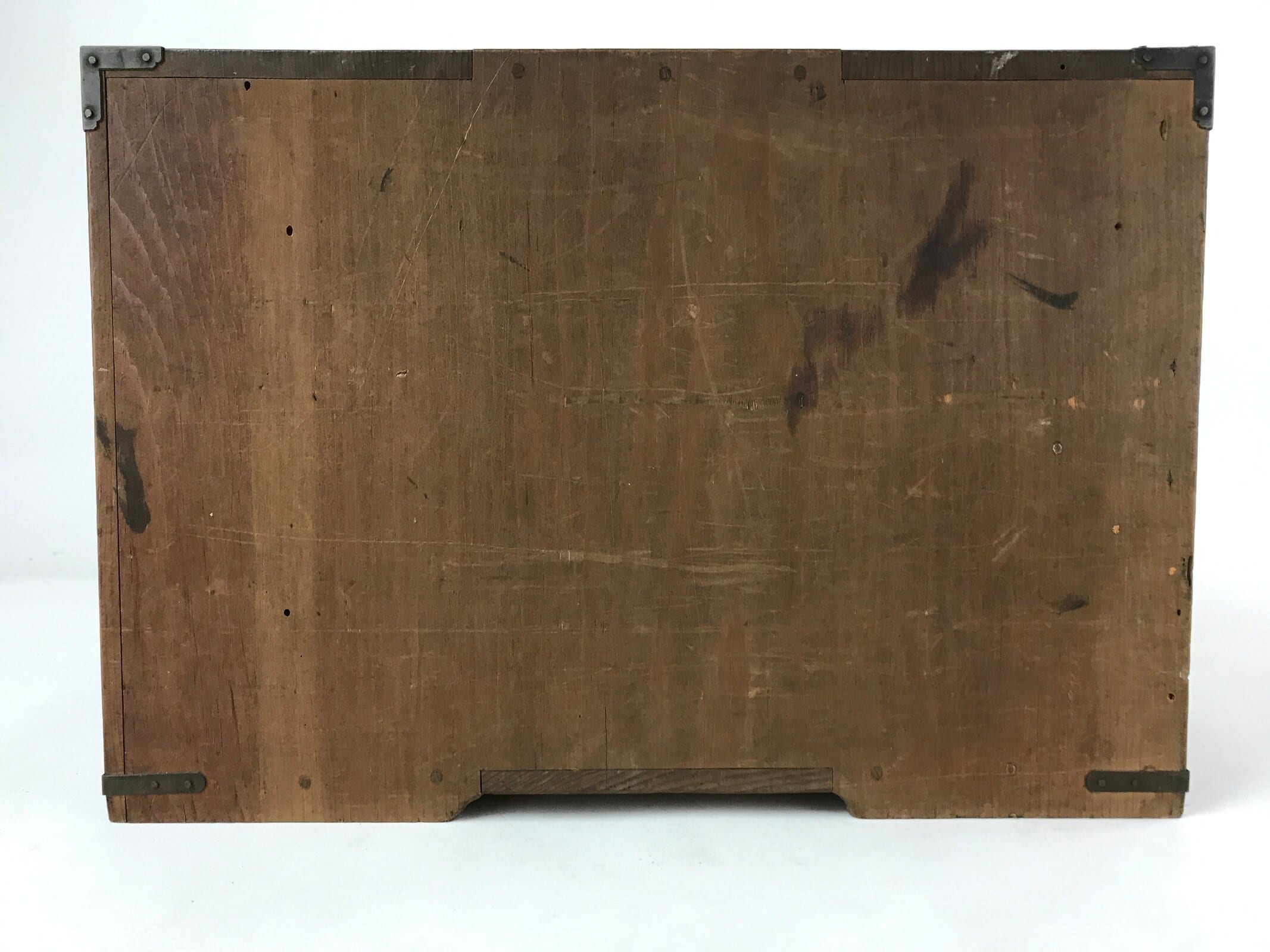 Japanese Wooden Storage Chest Vtg Large Lockbox Safe 2 Drawers Brown T363