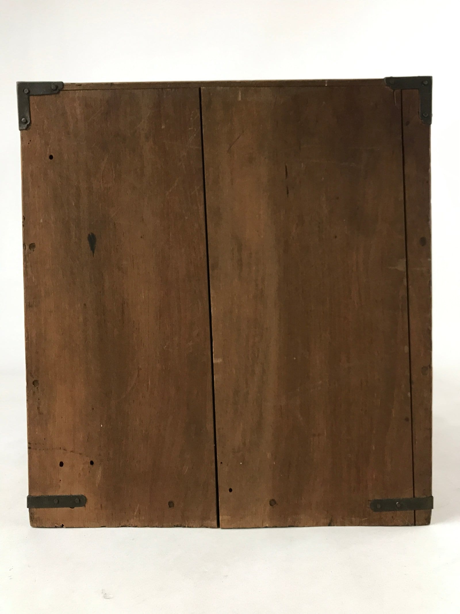 Japanese Wooden Storage Chest Vtg Large Lockbox Safe 2 Drawers Brown T363