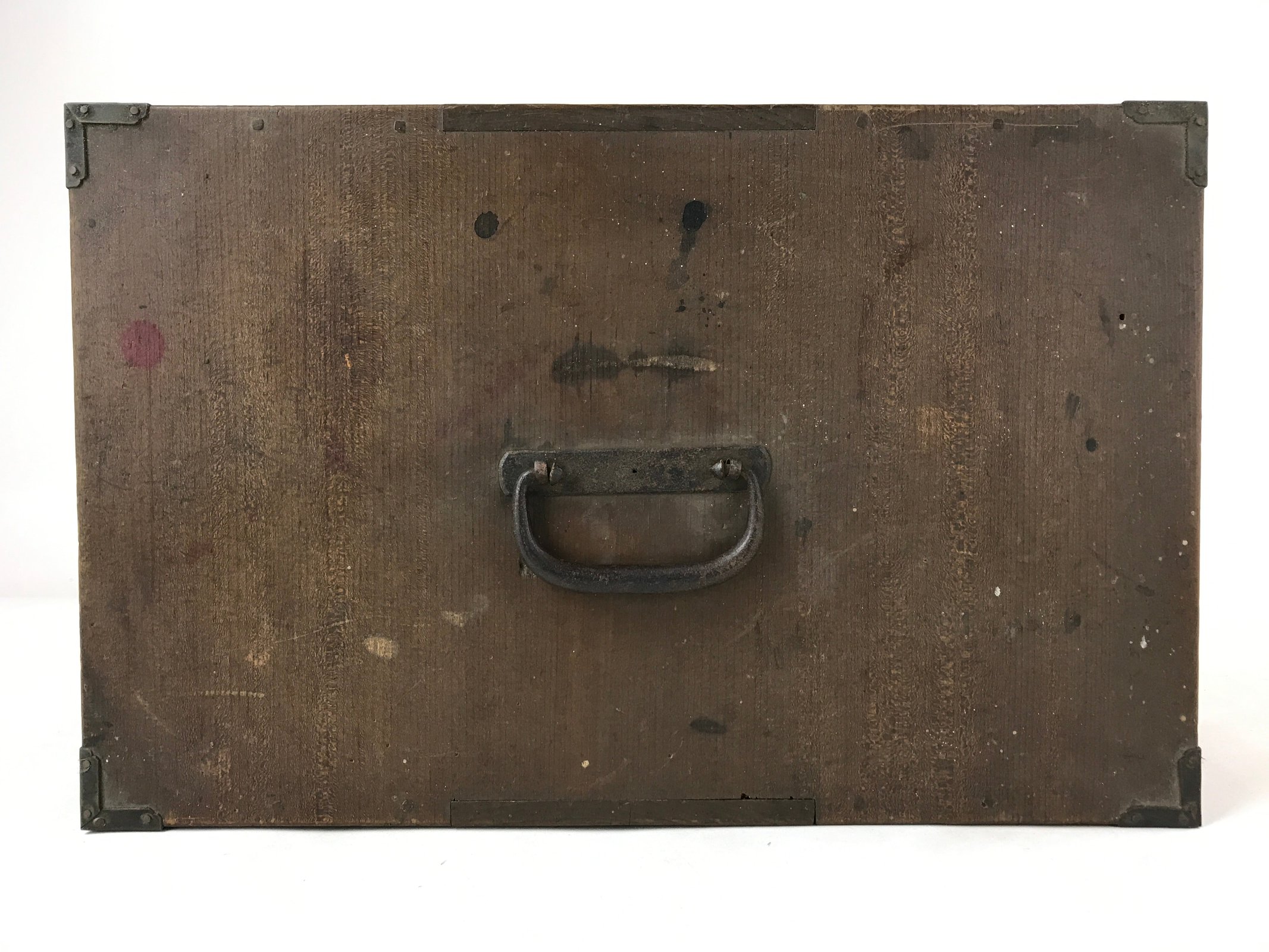 Japanese Wooden Storage Chest Vtg Large Lockbox Safe 2 Drawers Brown T363