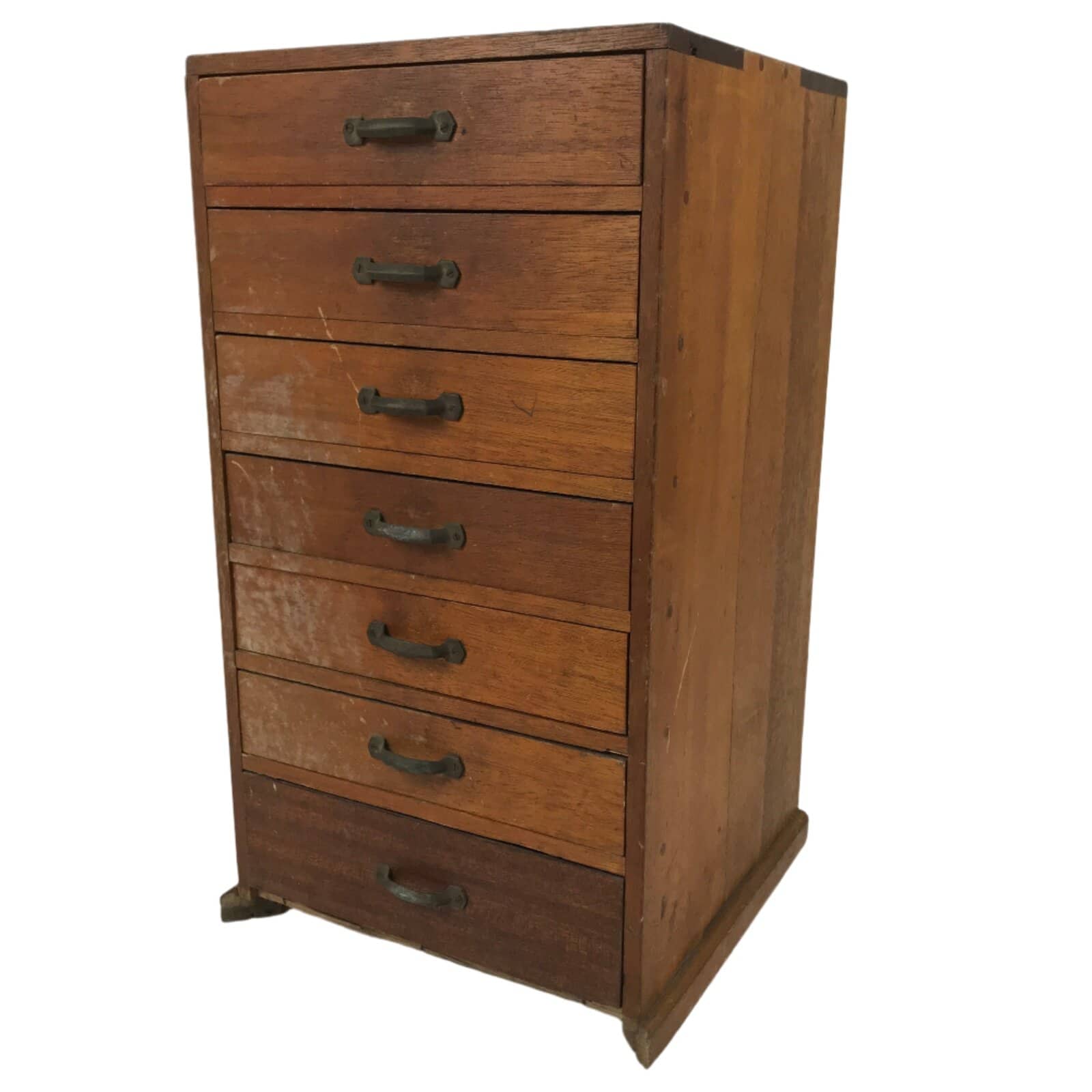 Japanese Wooden Tool Chest Kougubako Vtg Storage Toolbox 7 Drawers Brown T402