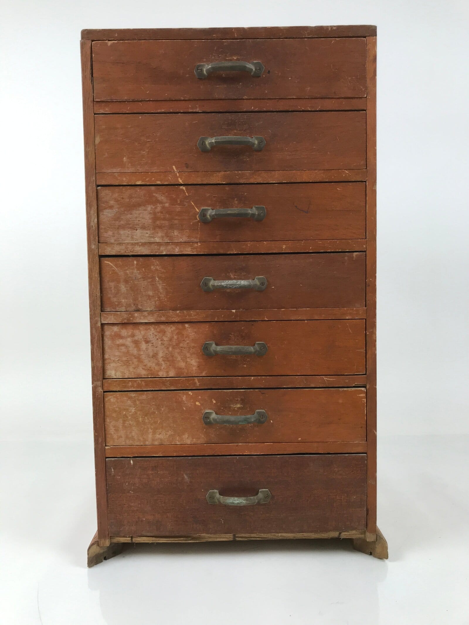Japanese Wooden Tool Chest Kougubako Vtg Storage Toolbox 7 Drawers Brown T402