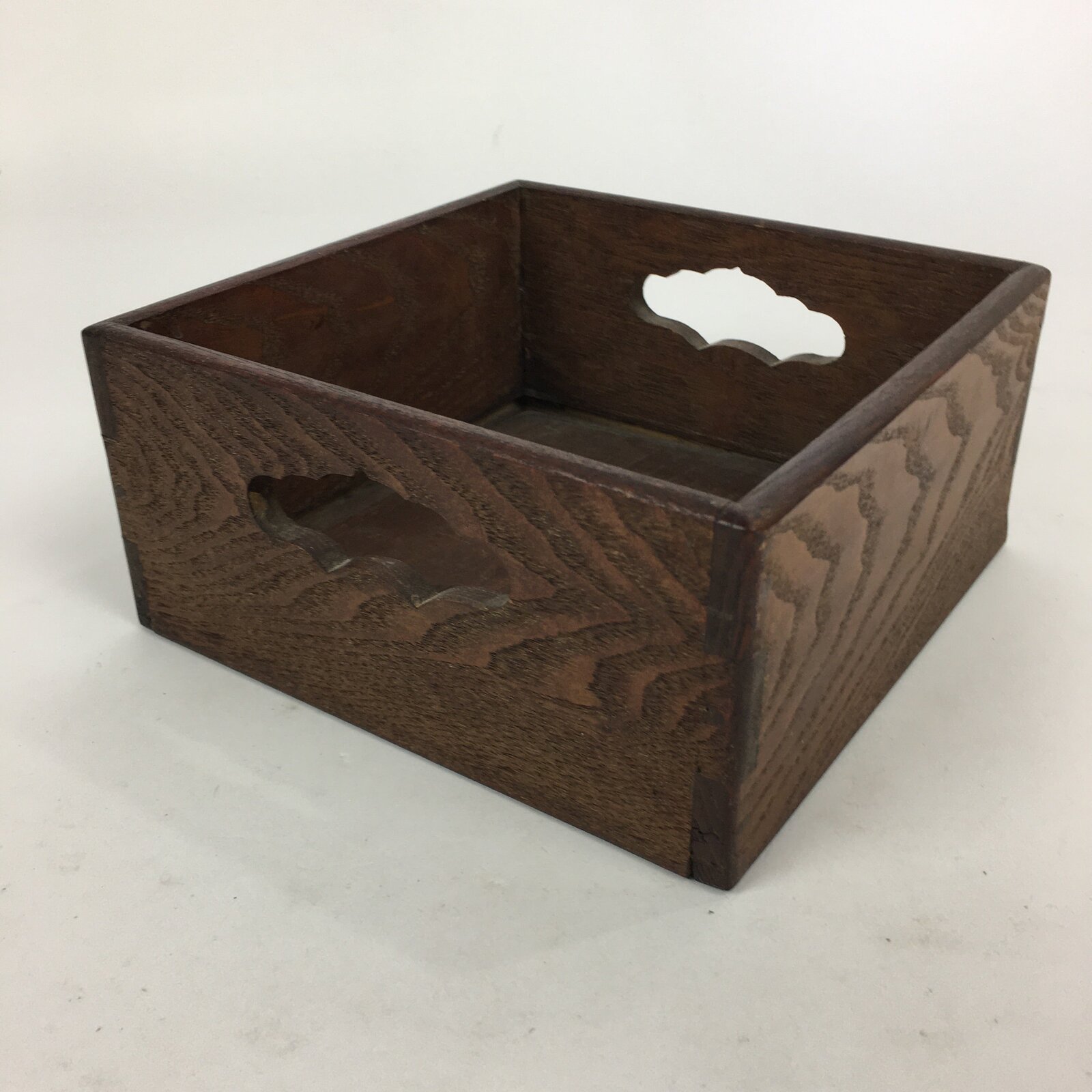 Japanese Wooden Varnished Box Vtg Rectangle Box-Tray Brown Tea Ceremony UR657