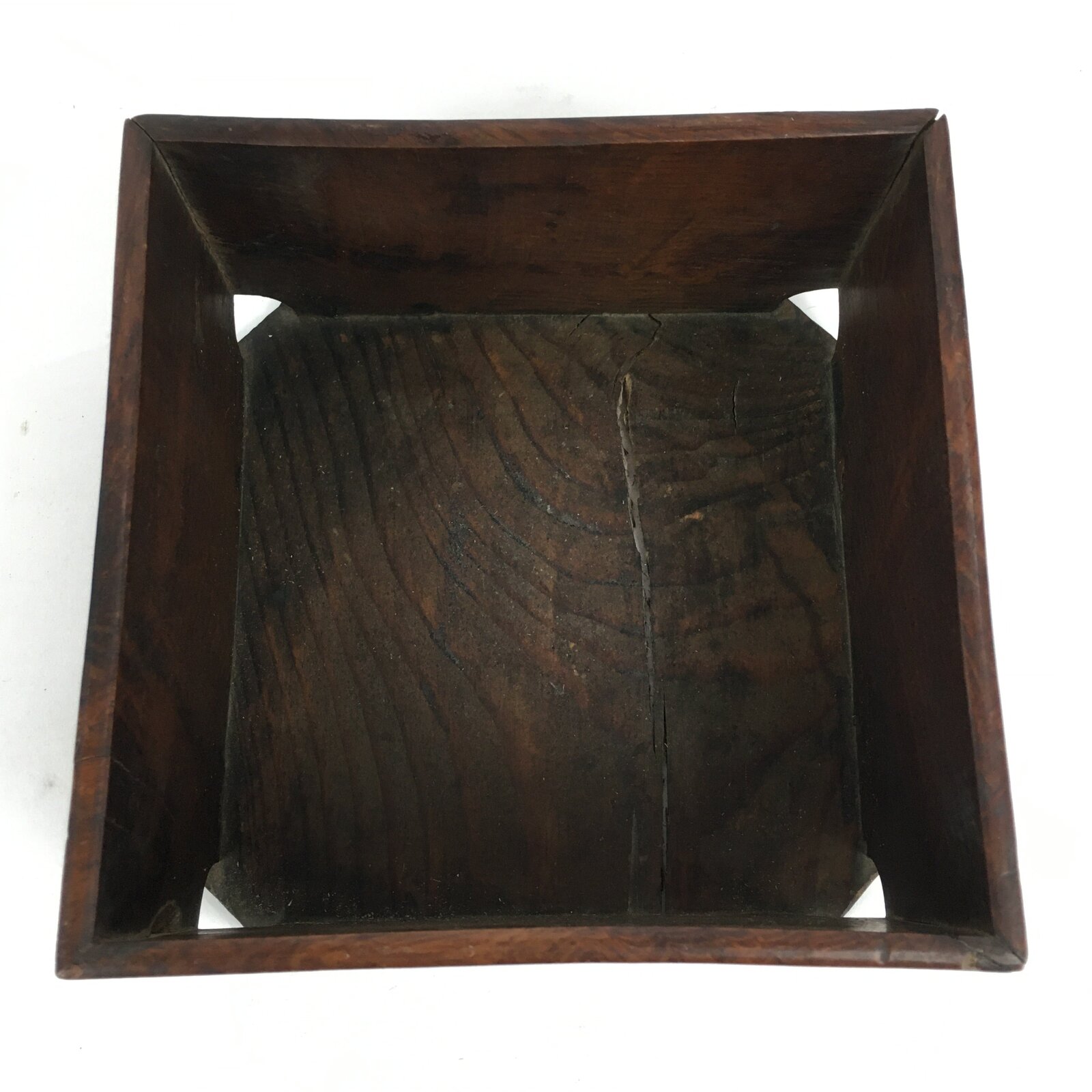 Japanese Wooden Varnished Box Vtg Rectangle Box-Tray Brown Tea Ceremony UR658