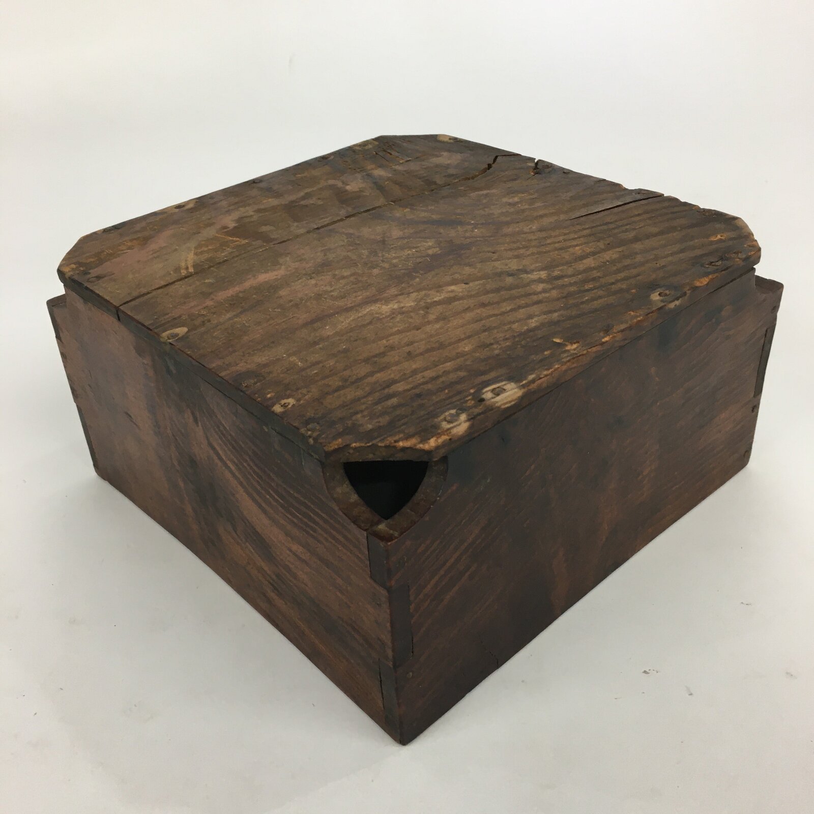 Japanese Wooden Varnished Box Vtg Rectangle Box-Tray Brown Tea Ceremony UR658