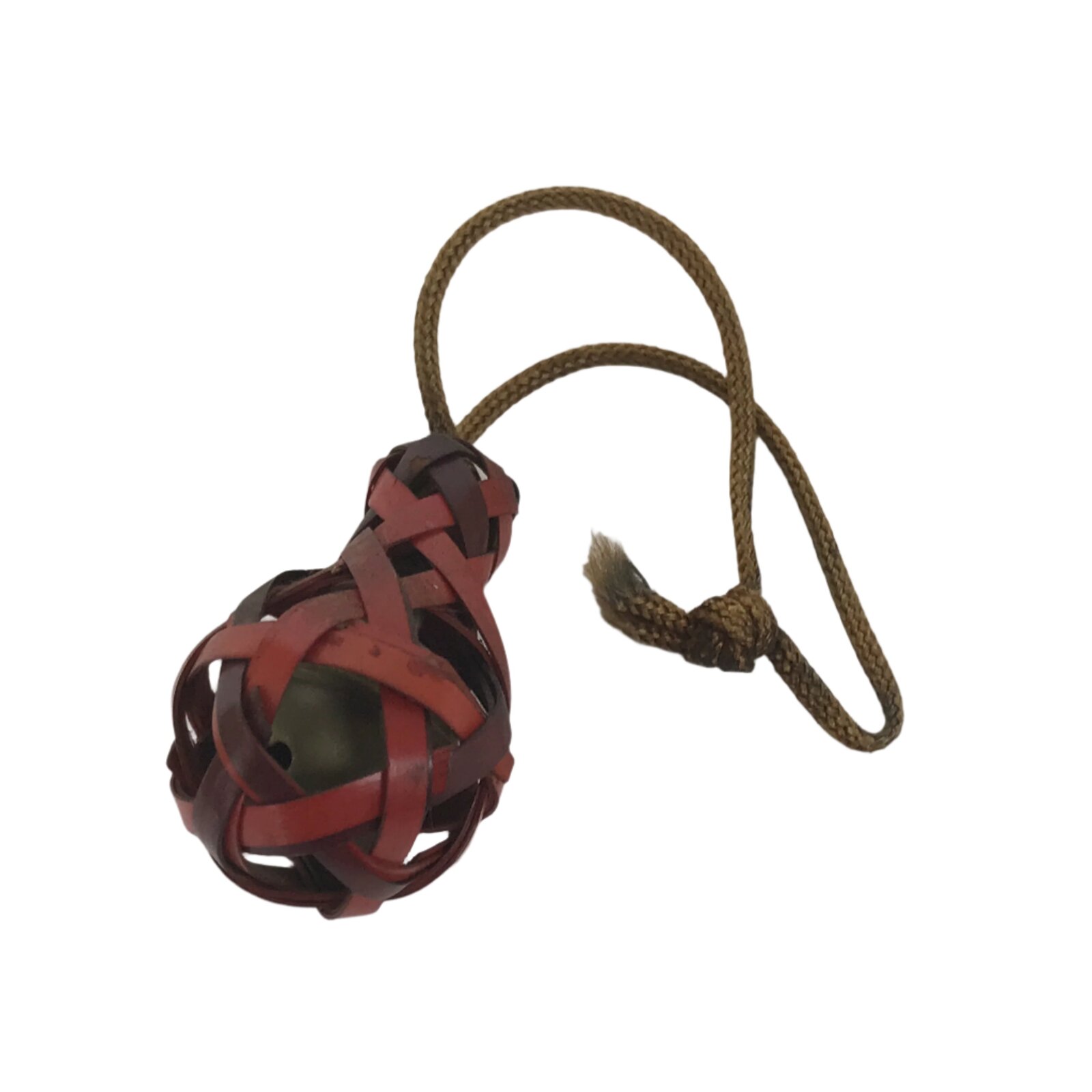 Japanese Woven Bamboo Hyotan Gourd Bell Keychain Phone Strap Amulet Red JK878