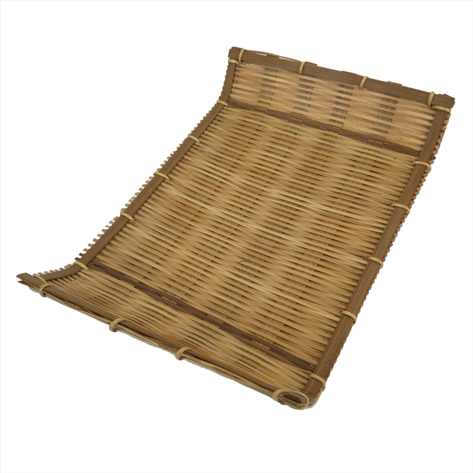 Japanese Woven Bamboo Small Plate Memeizara Vtg Hand Towel Sweets Brown L267