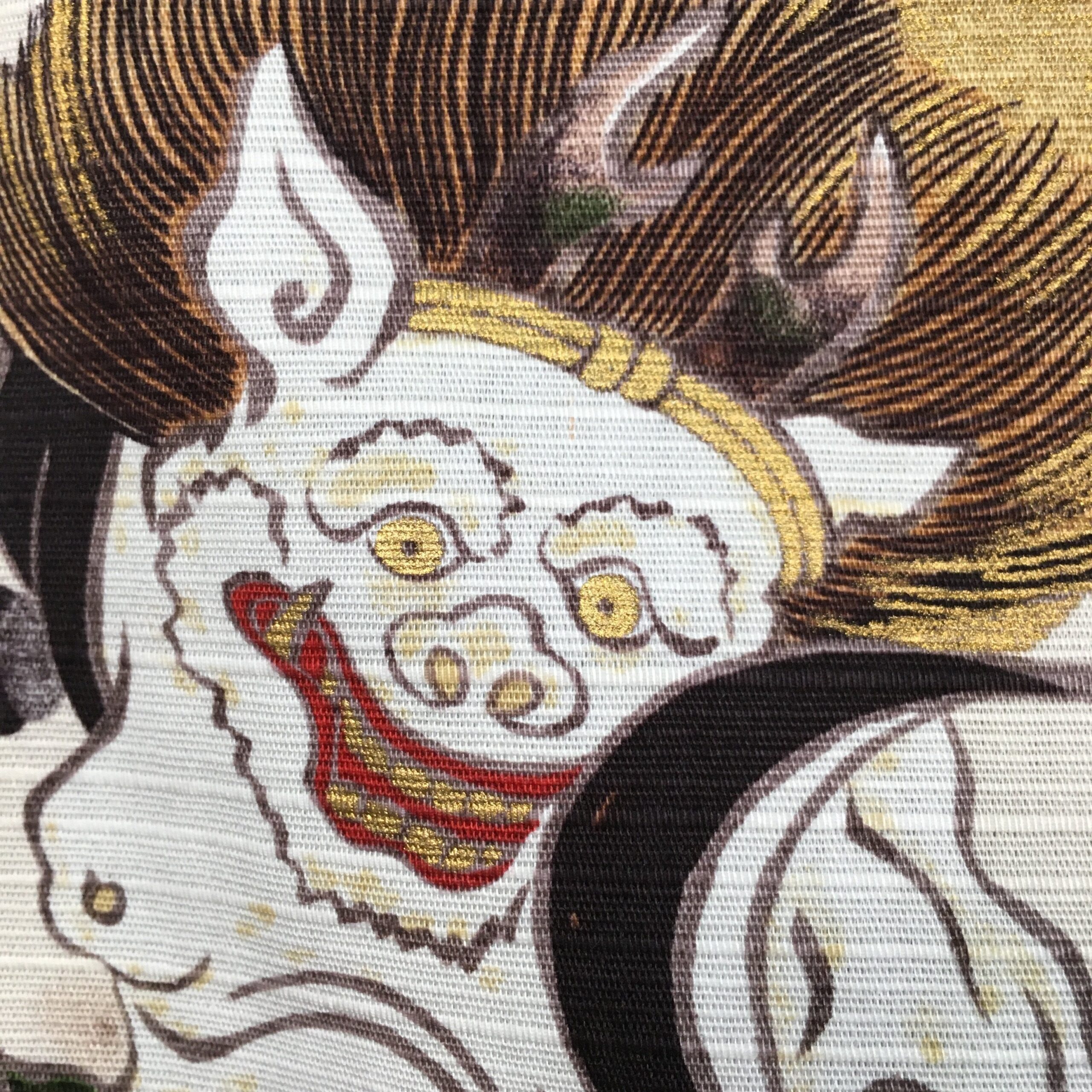 Japanese Wrap Cloth Furoshiki Fabric Cotton Demons Gold Green FU128