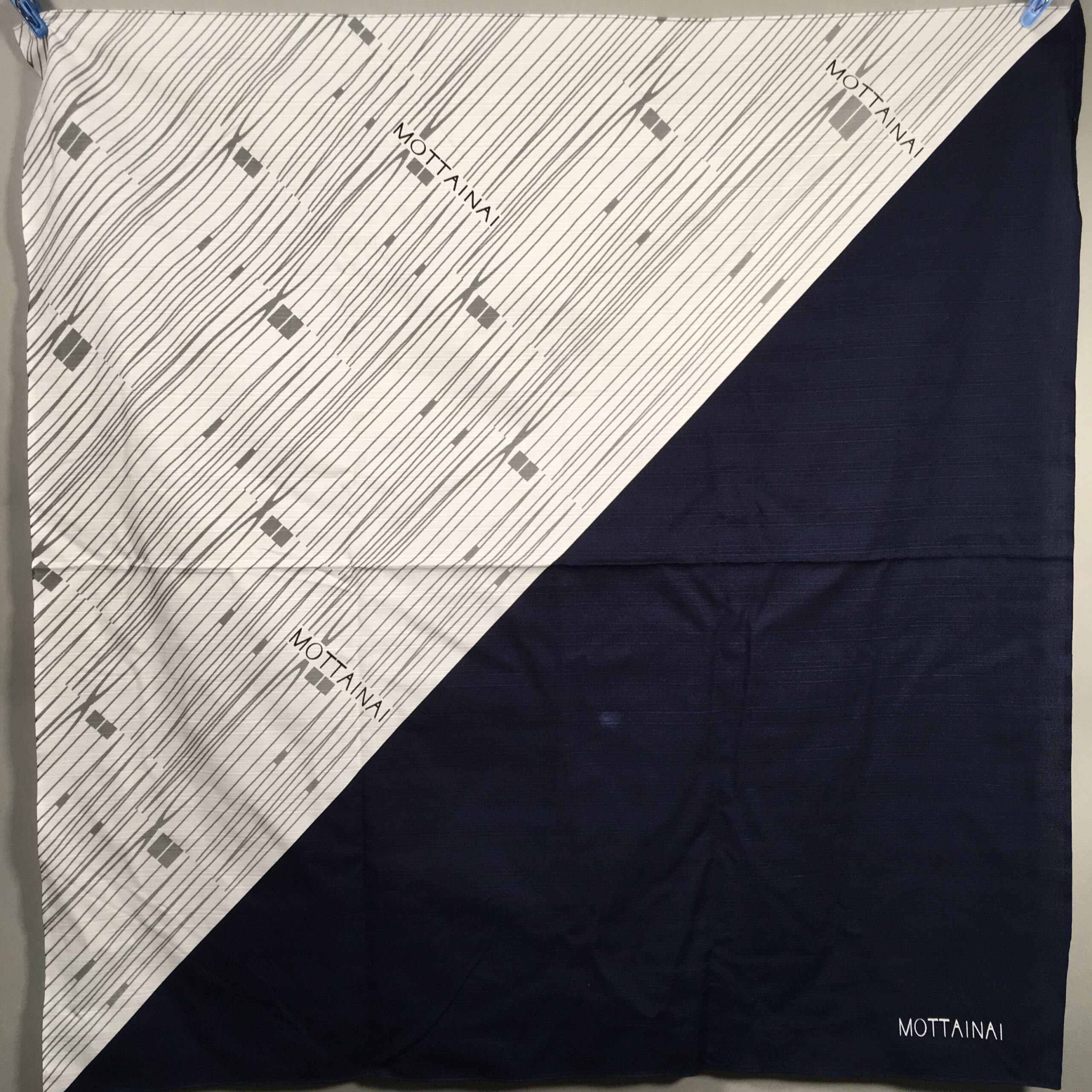 Japanese Wrap Cloth Furoshiki Fabric Cotton Mottainai Navy Blue Grey FU163