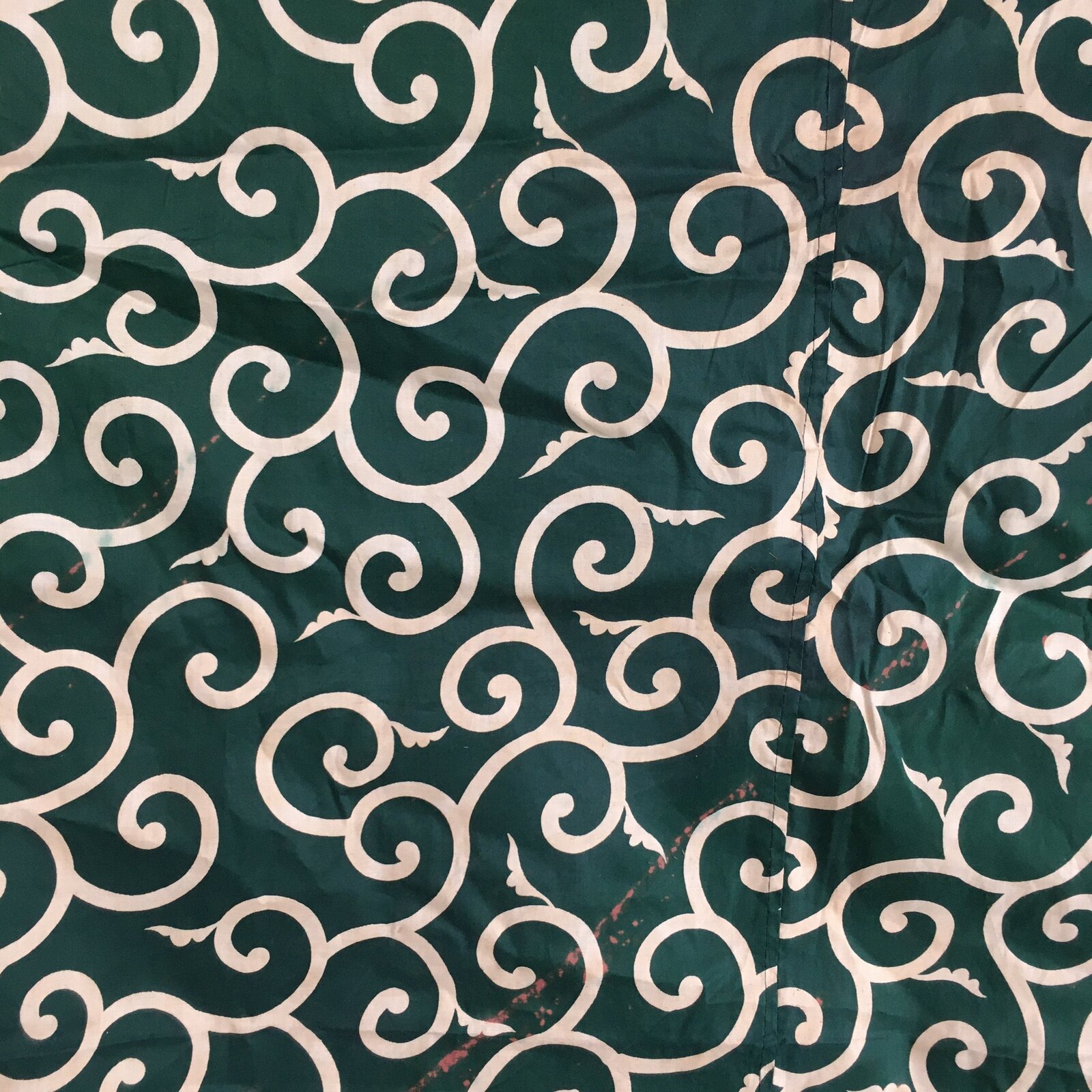 Japanese Wrap Cloth Furoshiki Vtg Fabric Cotton Green Arabesque Pattern FU197