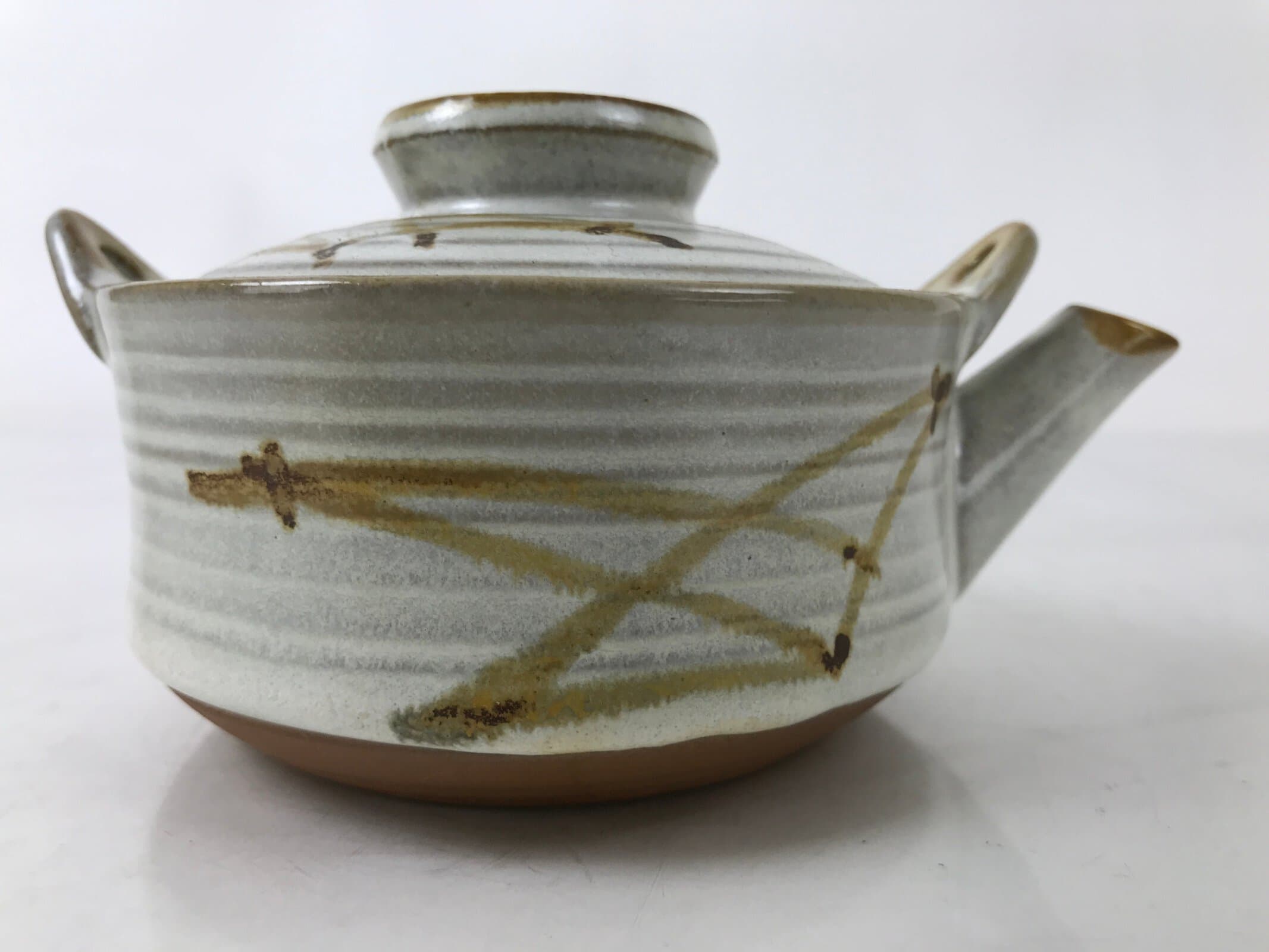Japanese Yokkaichi Banko Ware Ceramic Lidded Teapot Vtg Donabe Beige Brown Y280
